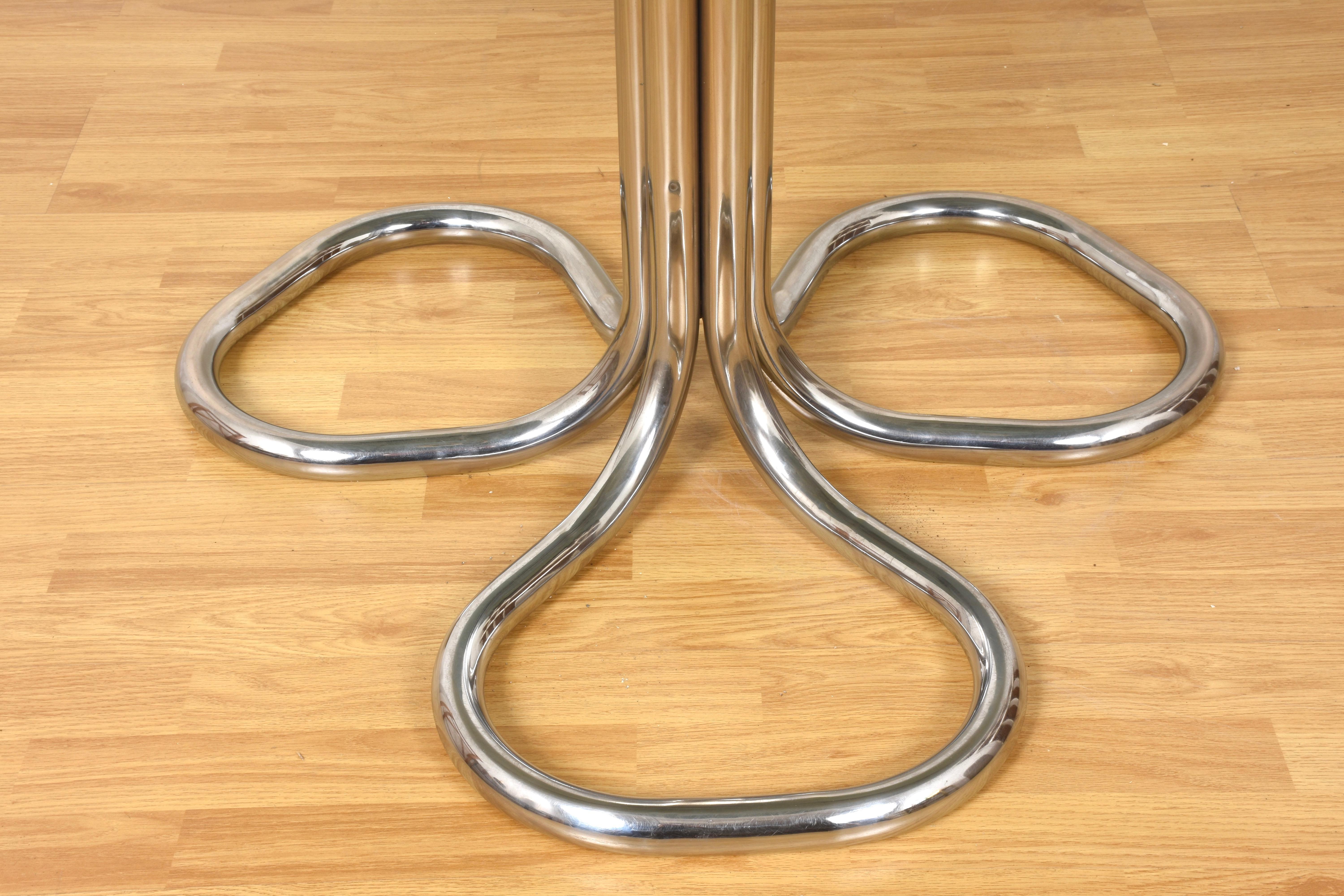 Italian Chrome Base Smoked Glass Top Dining Table, Giotto Stoppino, Italy, 1970s 2