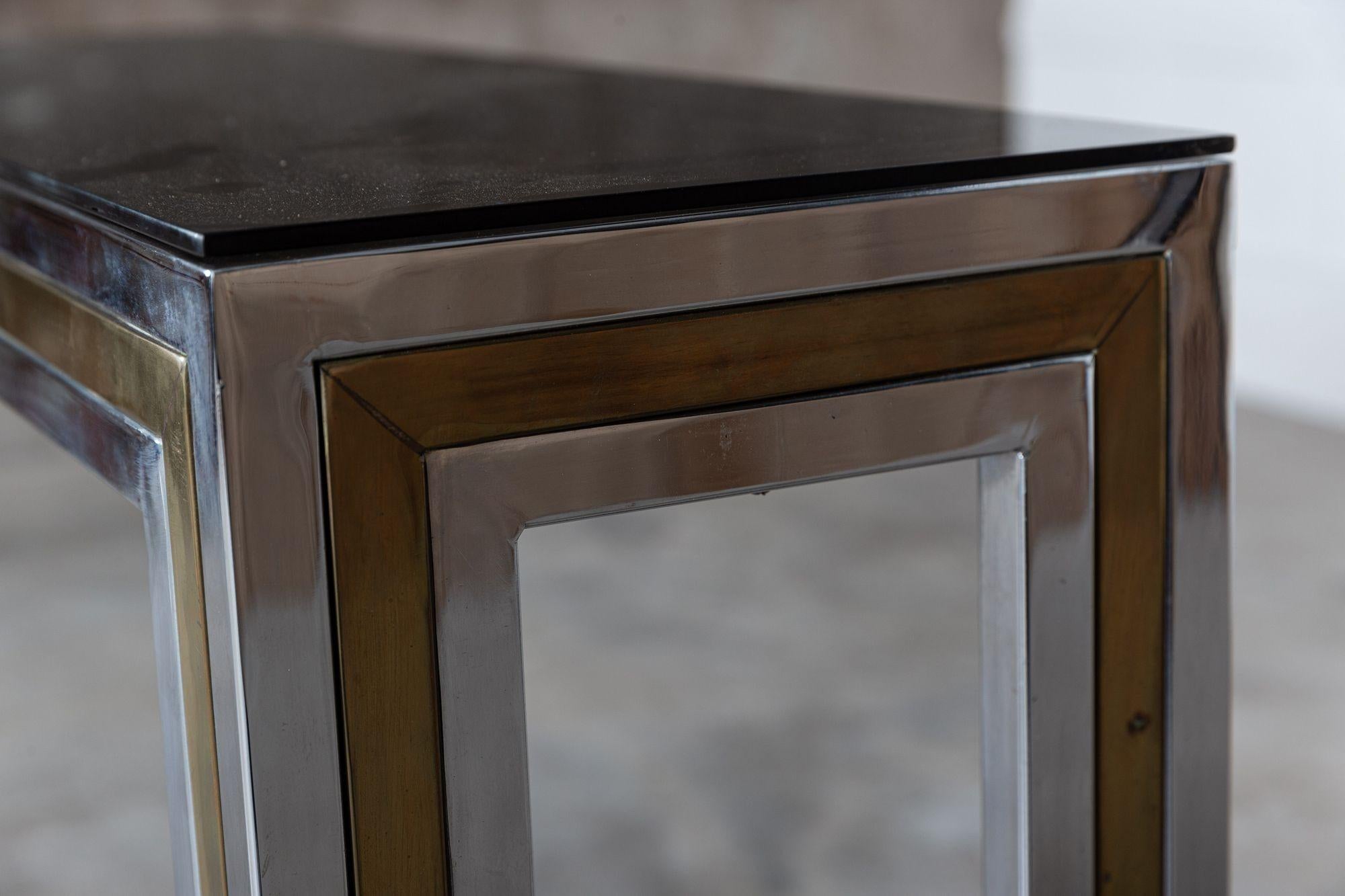 Italian Chrome / Brass Glass Console Table For Sale 13