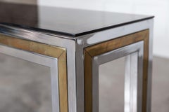 Table console italienne en verre chromé / laiton
