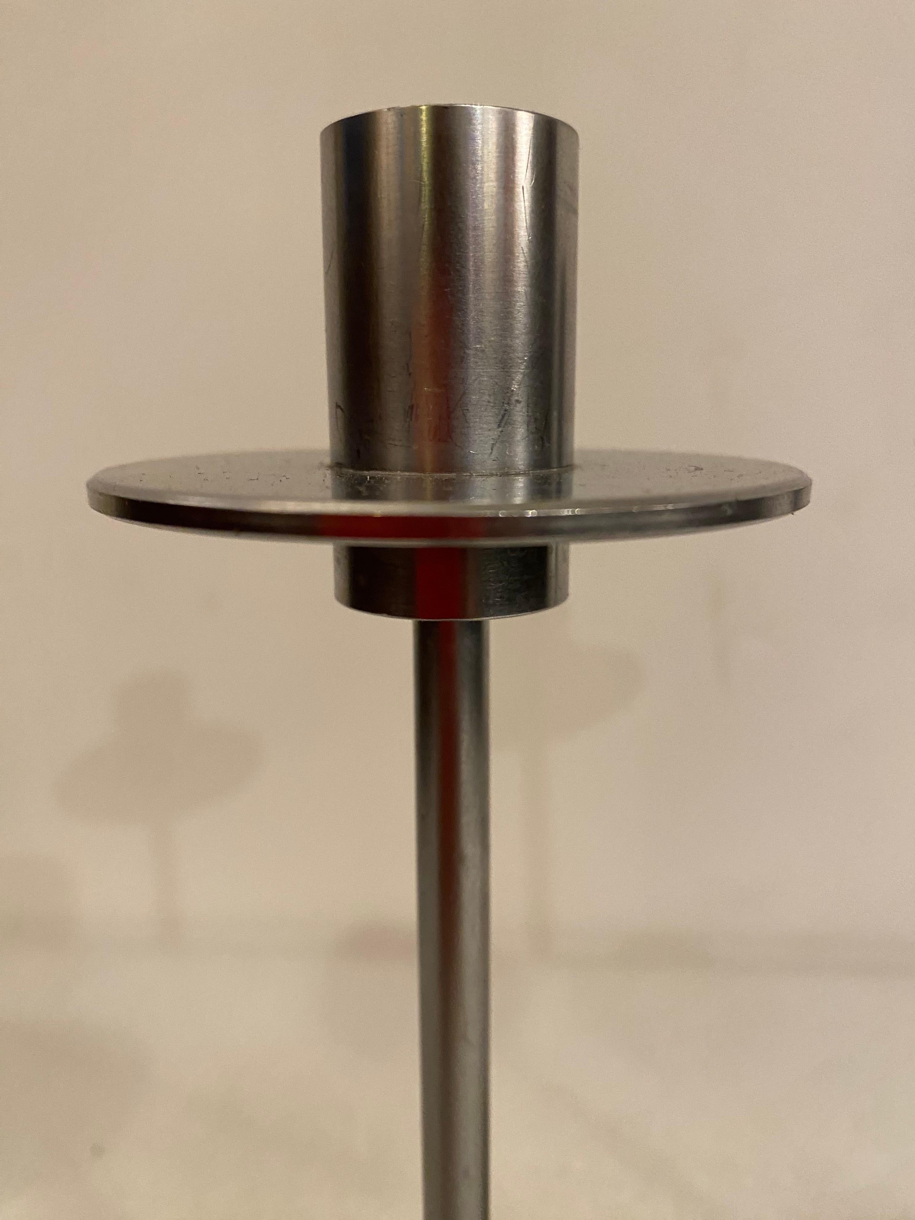 Italian Chrome Candlesticks In Good Condition For Sale In Philadelphia, PA