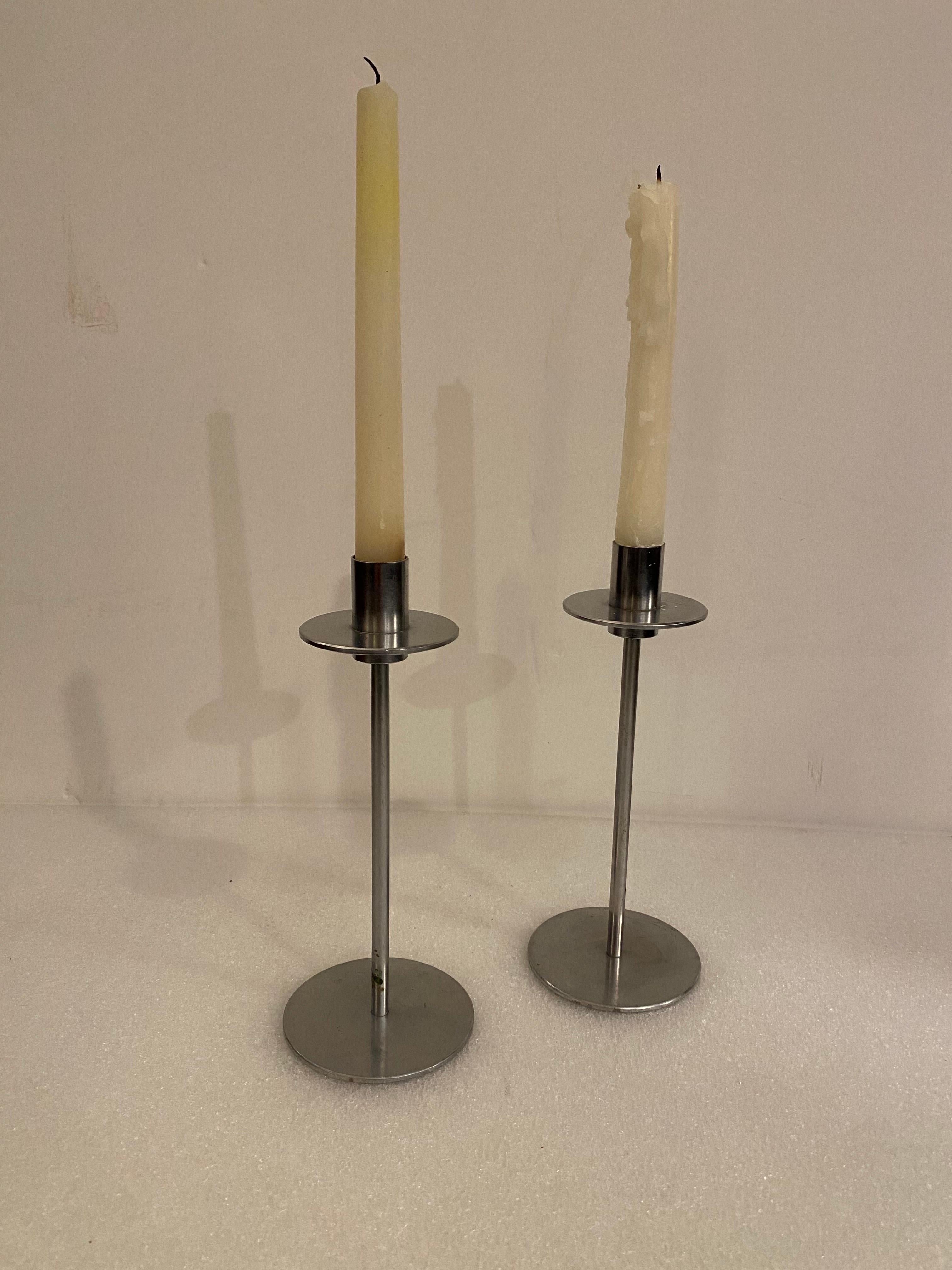Italian Chrome Candlesticks For Sale 1