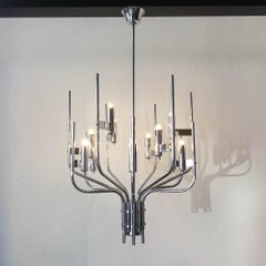 Italian Chrome Chandelier by Gaetano Sciolari, 1970's