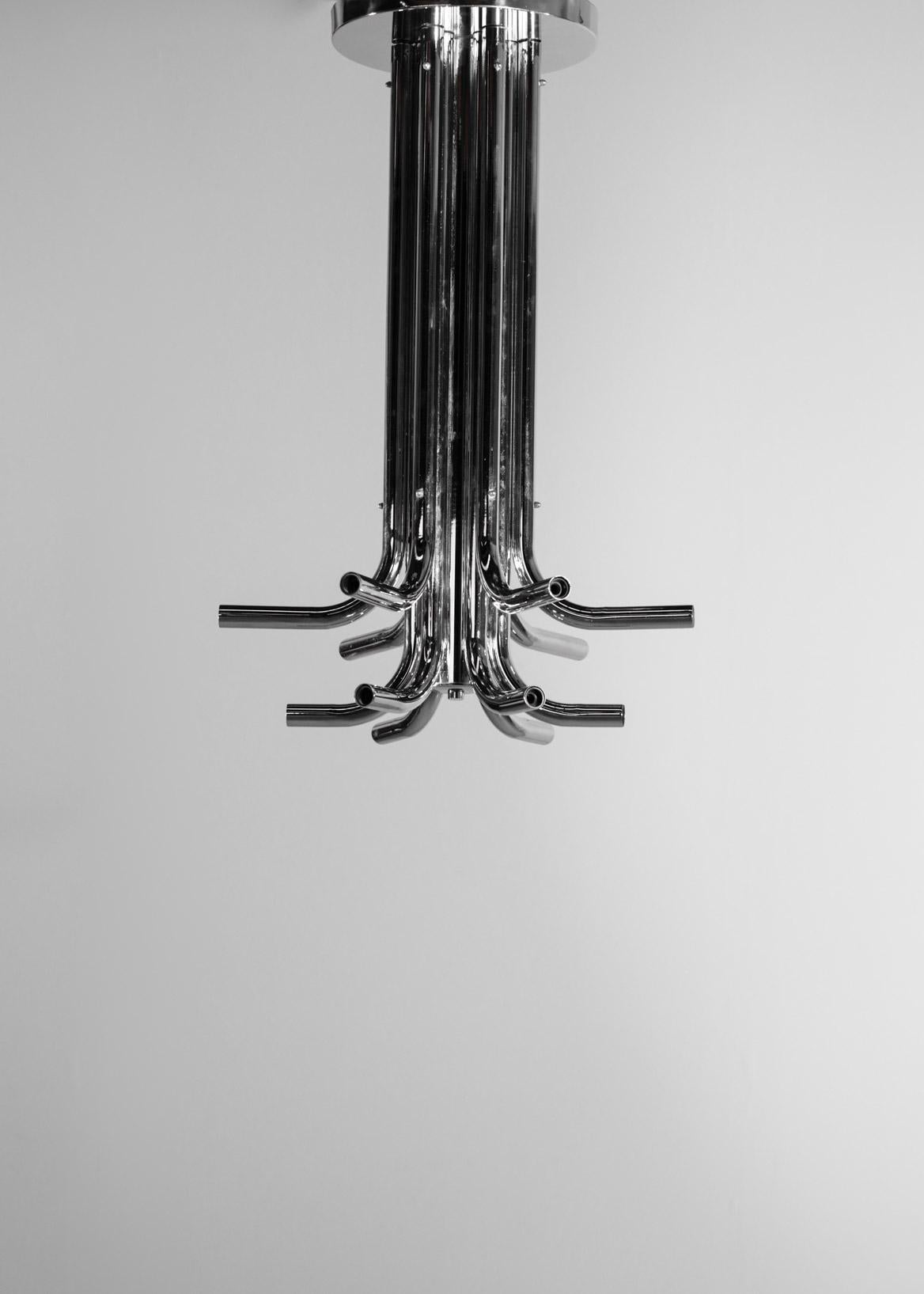 Italian Chrome Chandelier from the 1970s Vintage 8