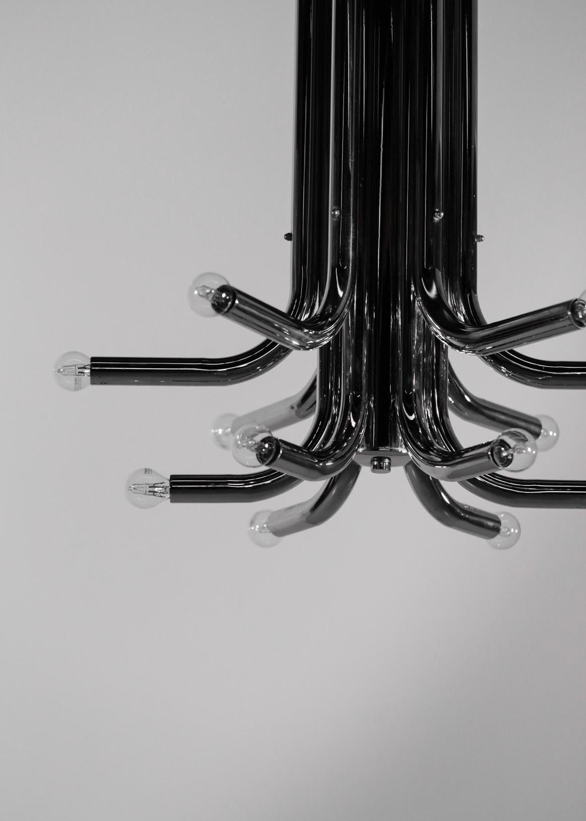 French Italian Chrome Chandelier from the 1970s Vintage