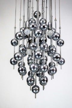 Italian Chrome Chandelier with Spherical Elements, 1970s