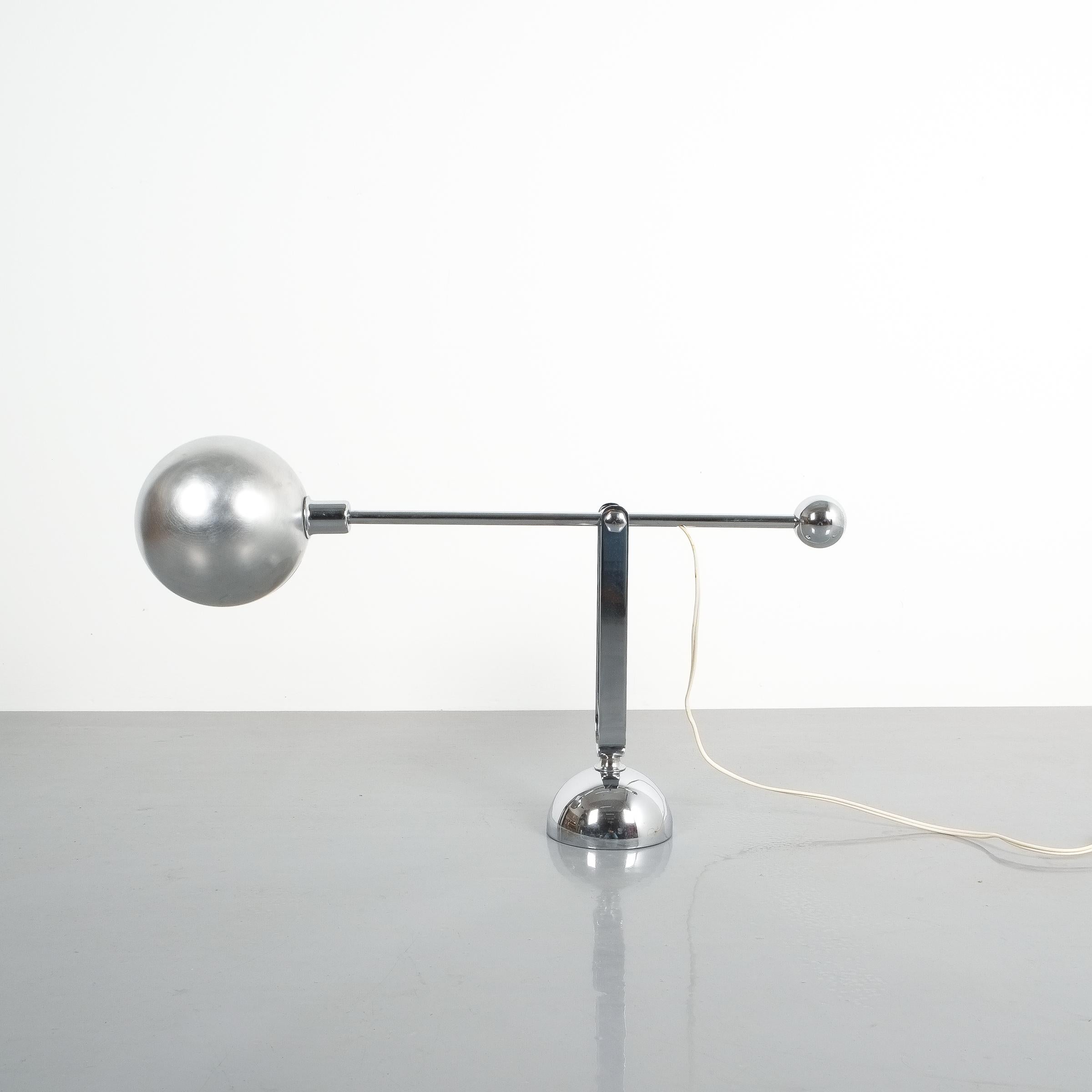 Mid-Century Modern Italian Chrome Counterweight Table Lamp by Sergio Asti