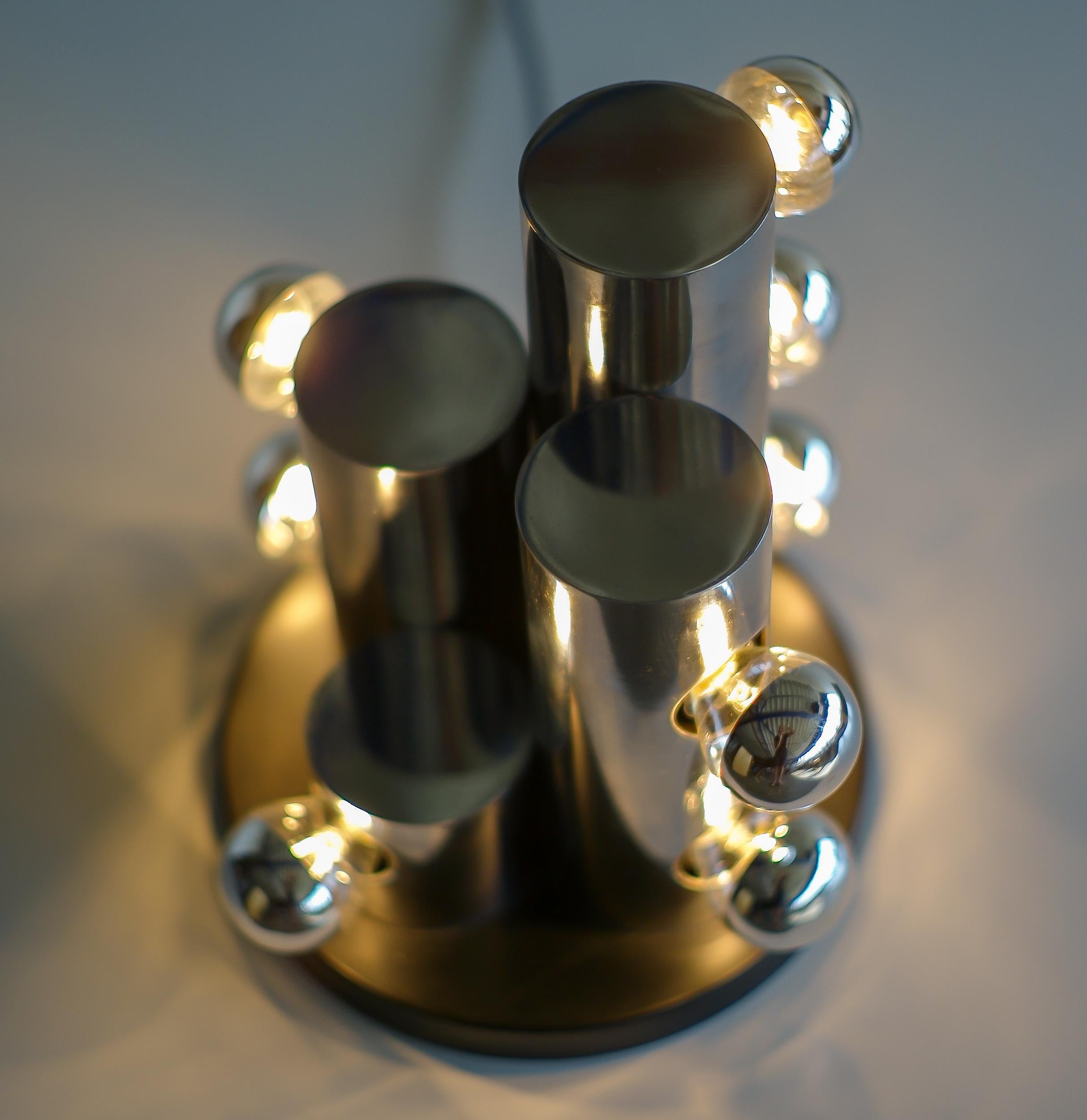 Enameled Italian Chrome Cylinder Table Lamp