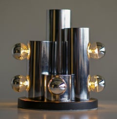 Italian Chrome Cylinders Table Lamp, 1965