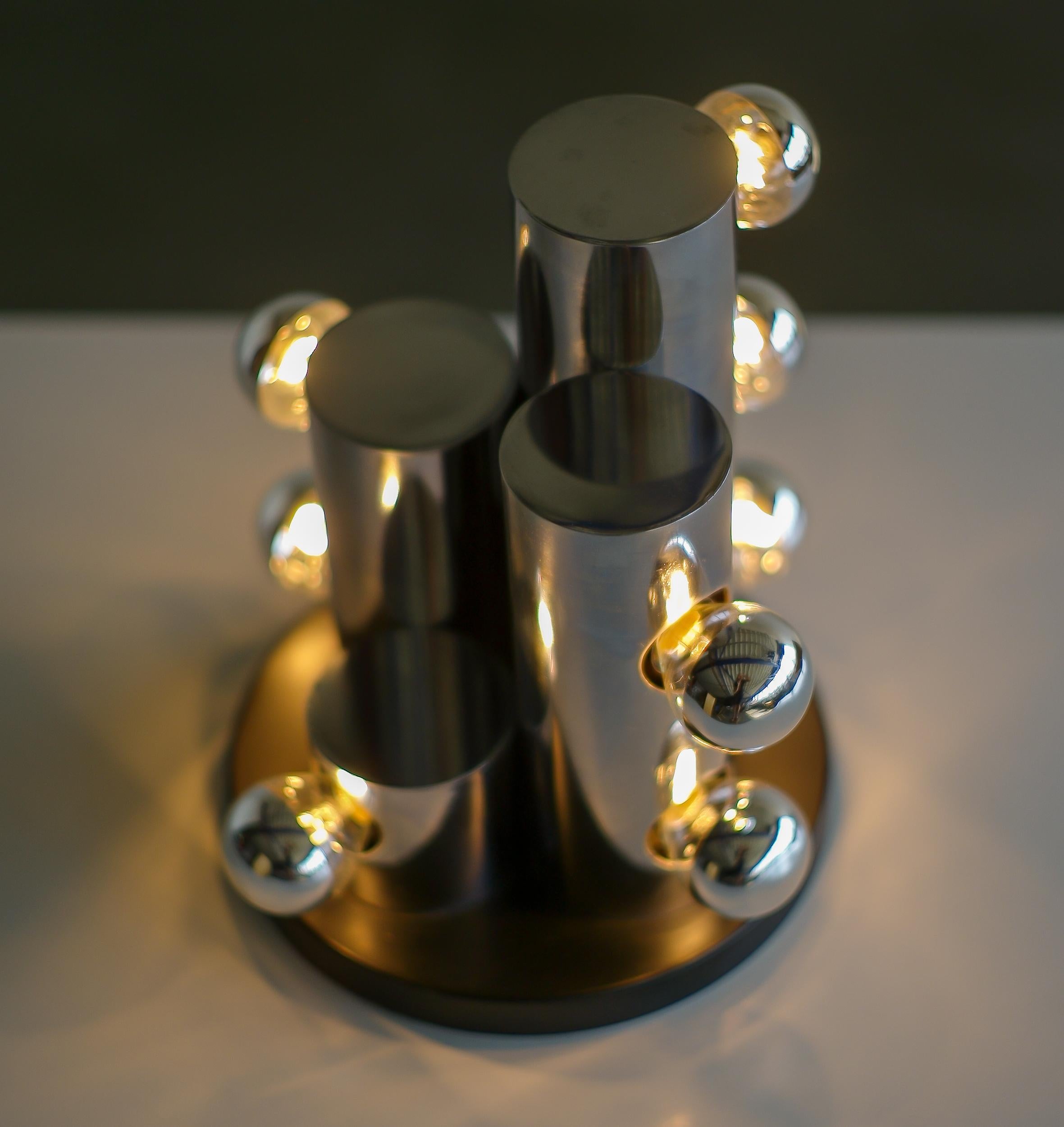 Steel Italian Chrome Cylinders Table Lamp, 1965 For Sale