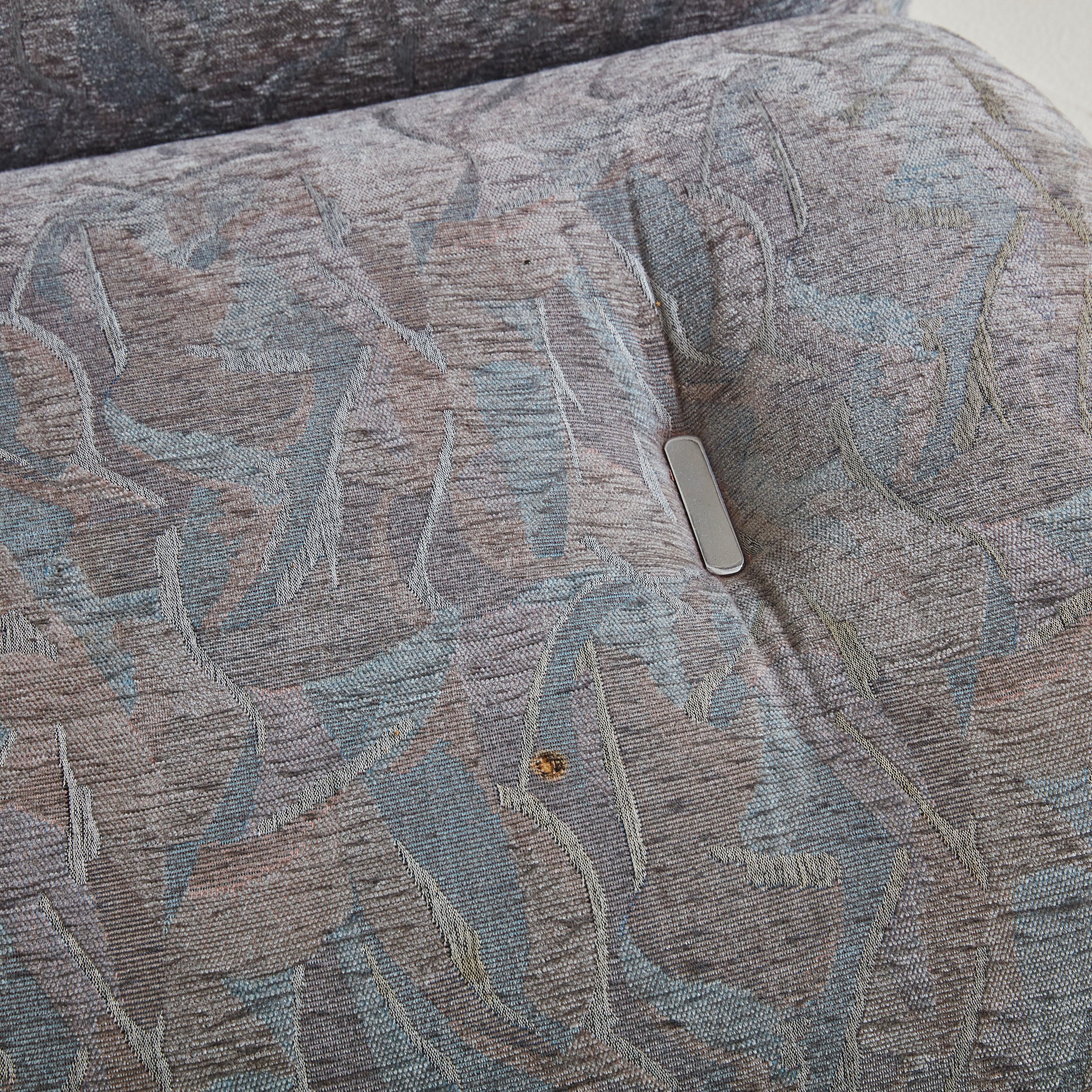Italian Chrome Detail Lounge Chair in Original Blue Upholstery by Cibox, 1970s For Sale 4