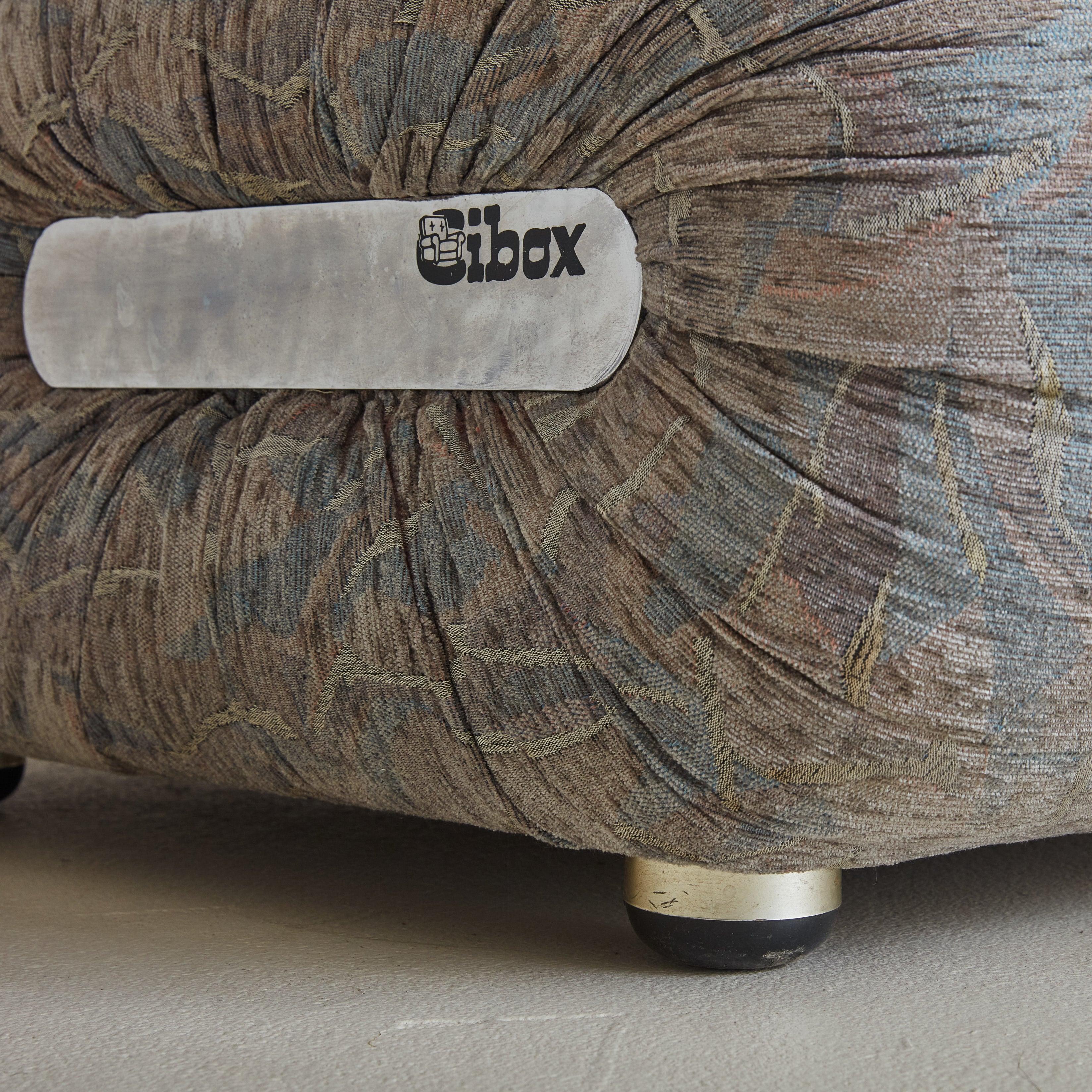 Italian Chrome Detail Lounge Chair in Original Blue Upholstery by Cibox, 1970s For Sale 5