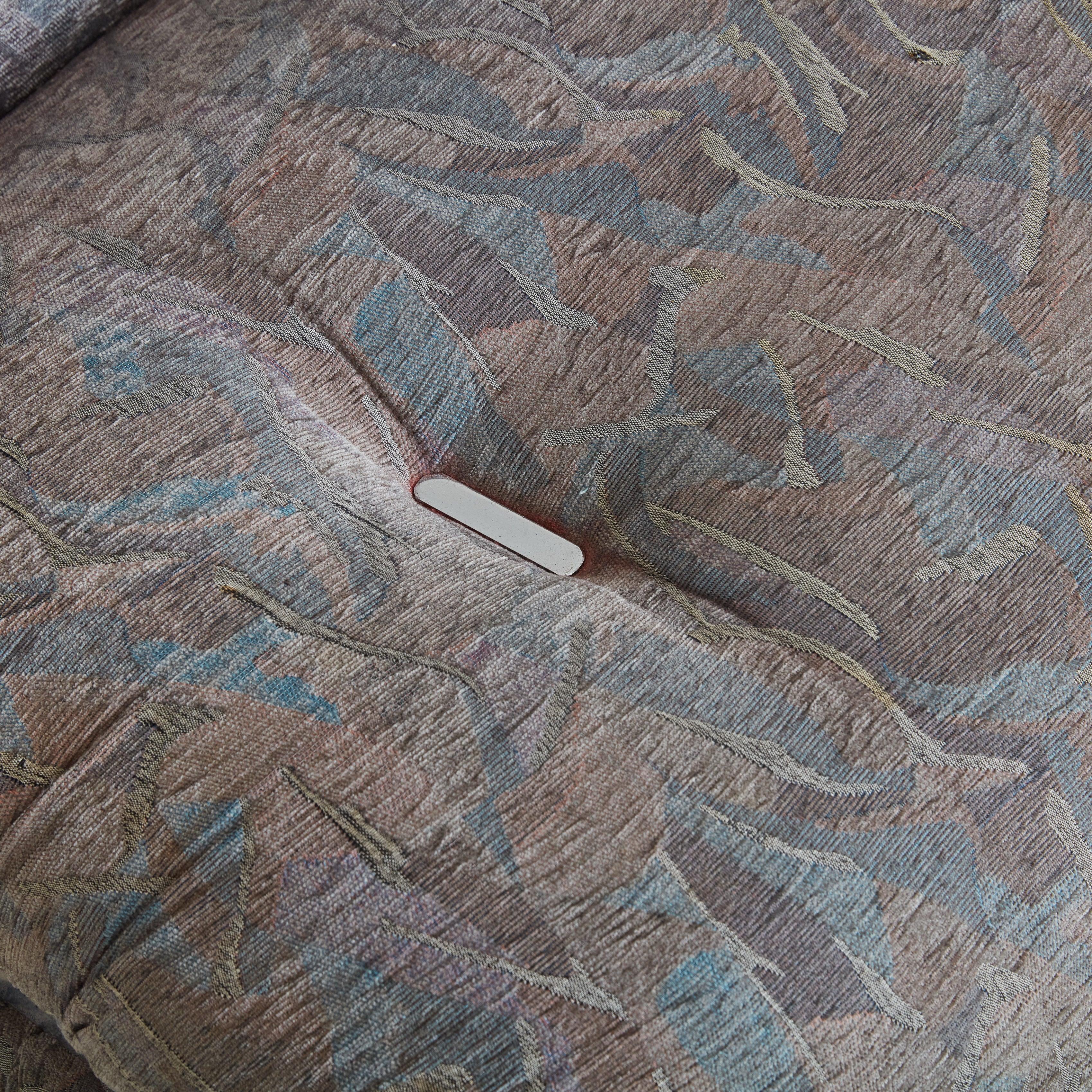 Italian Chrome Detail Lounge Chair in Original Blue Upholstery by Cibox, 1970s For Sale 3