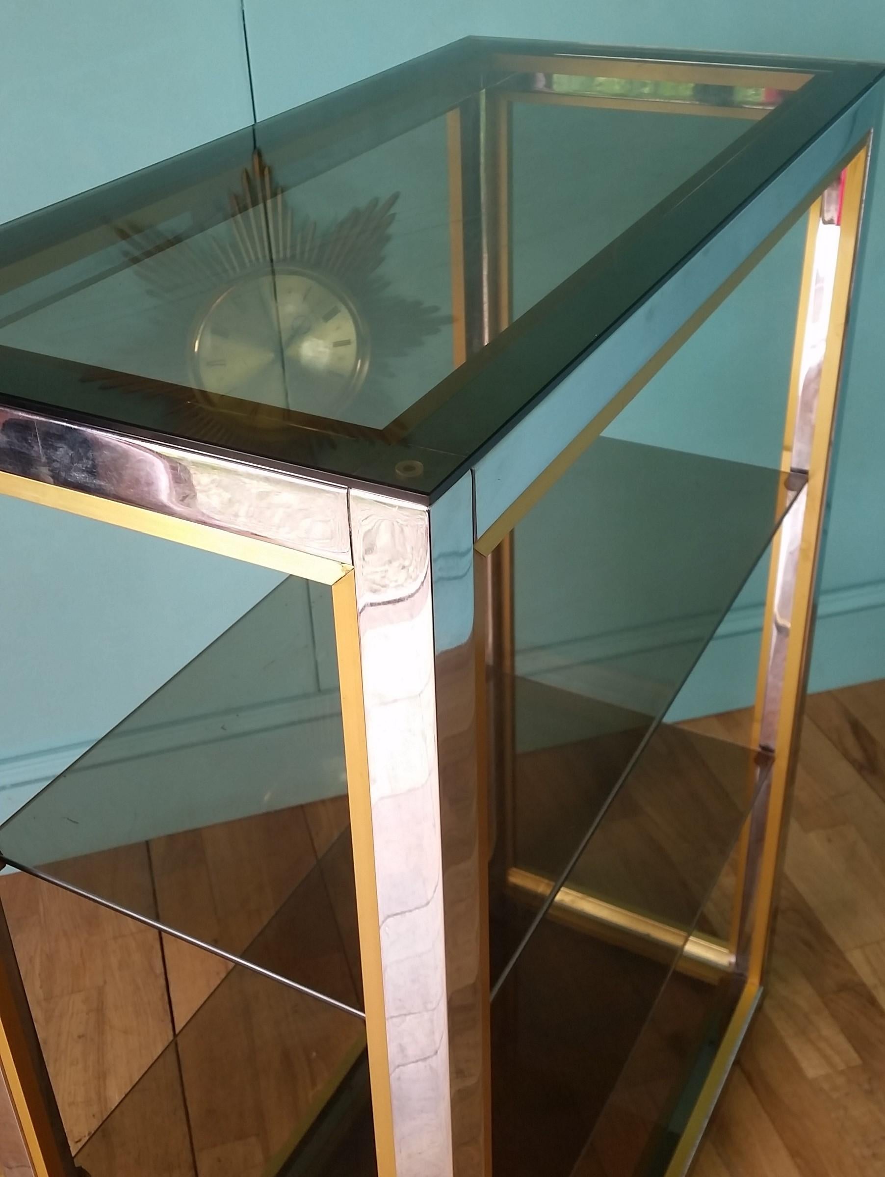 Glass Italian Chrome Display Cabinet by Renato Zevi, 1970's