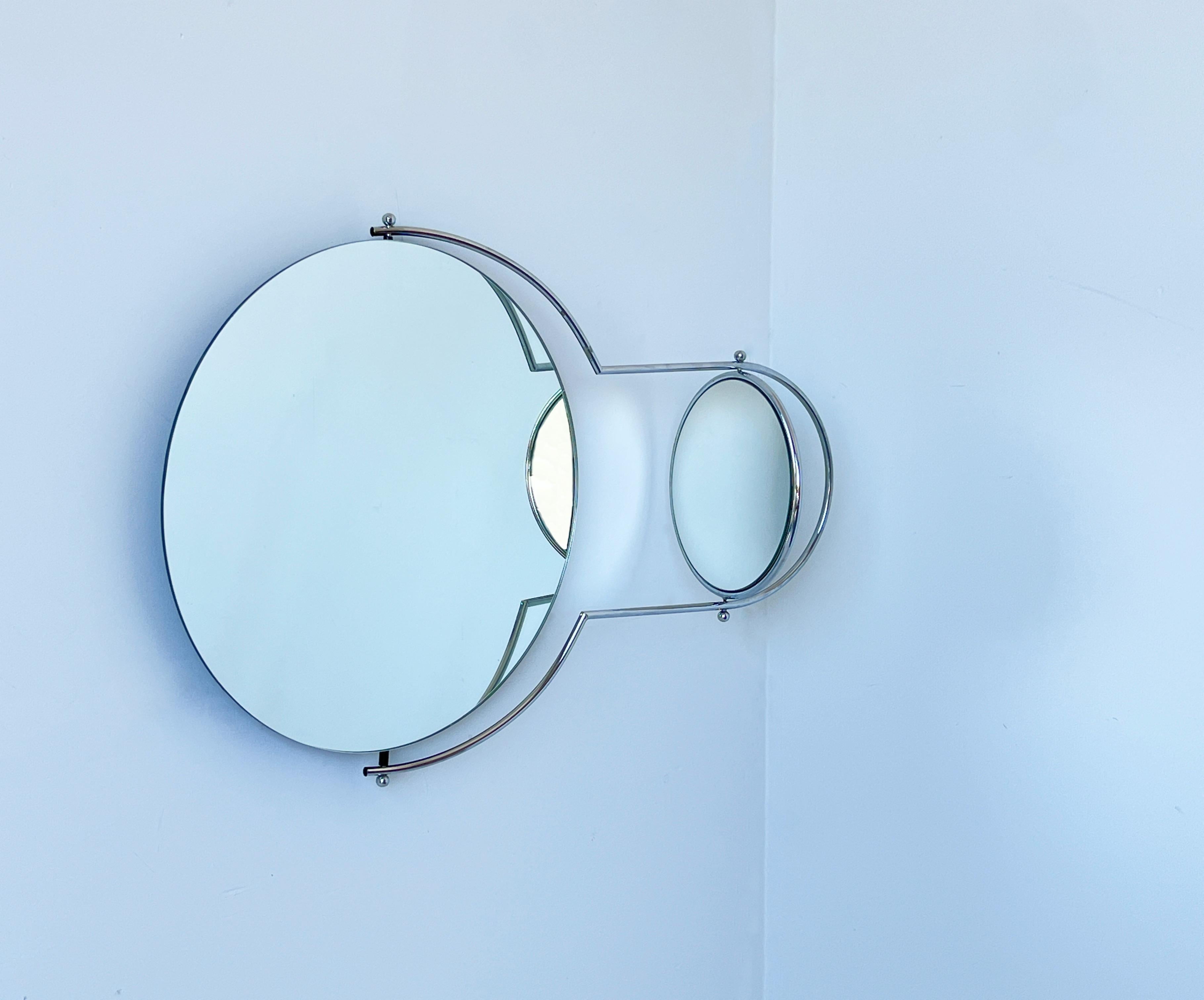 Post-Modern Italian Chrome Double Wall Mirror by Rodney Kinsman