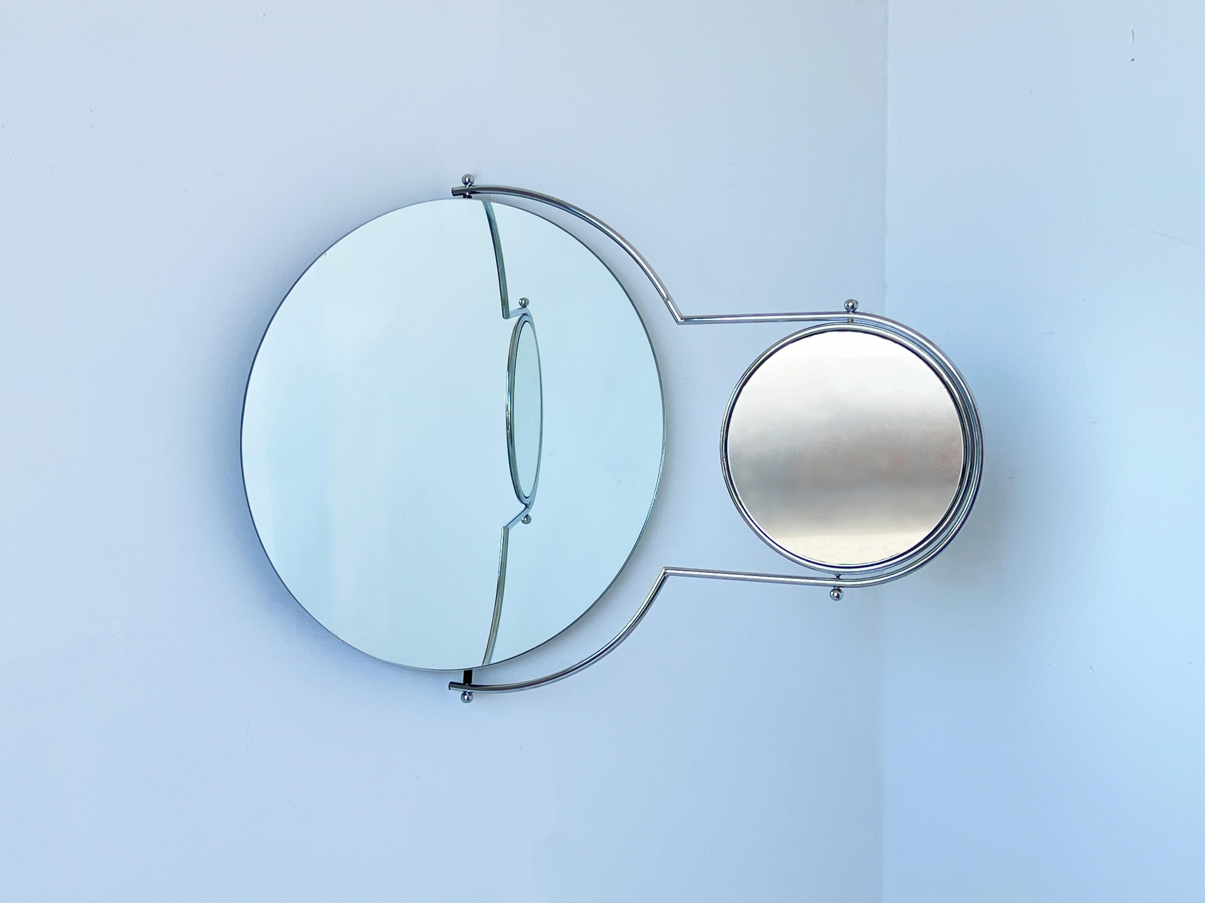 Italian Chrome Double Wall Mirror by Rodney Kinsman 1