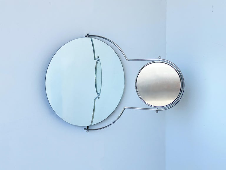 Italian Chrome Double Wall Mirror by Rodney Kinsman For Sale 1