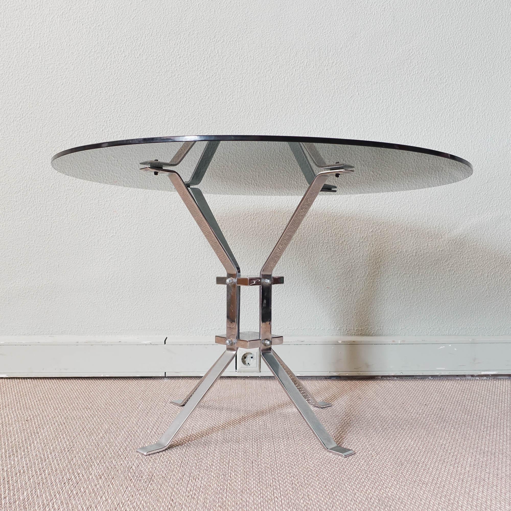 Italian Chrome & Glass Coffee Table, 1970s In Good Condition For Sale In Lisboa, PT