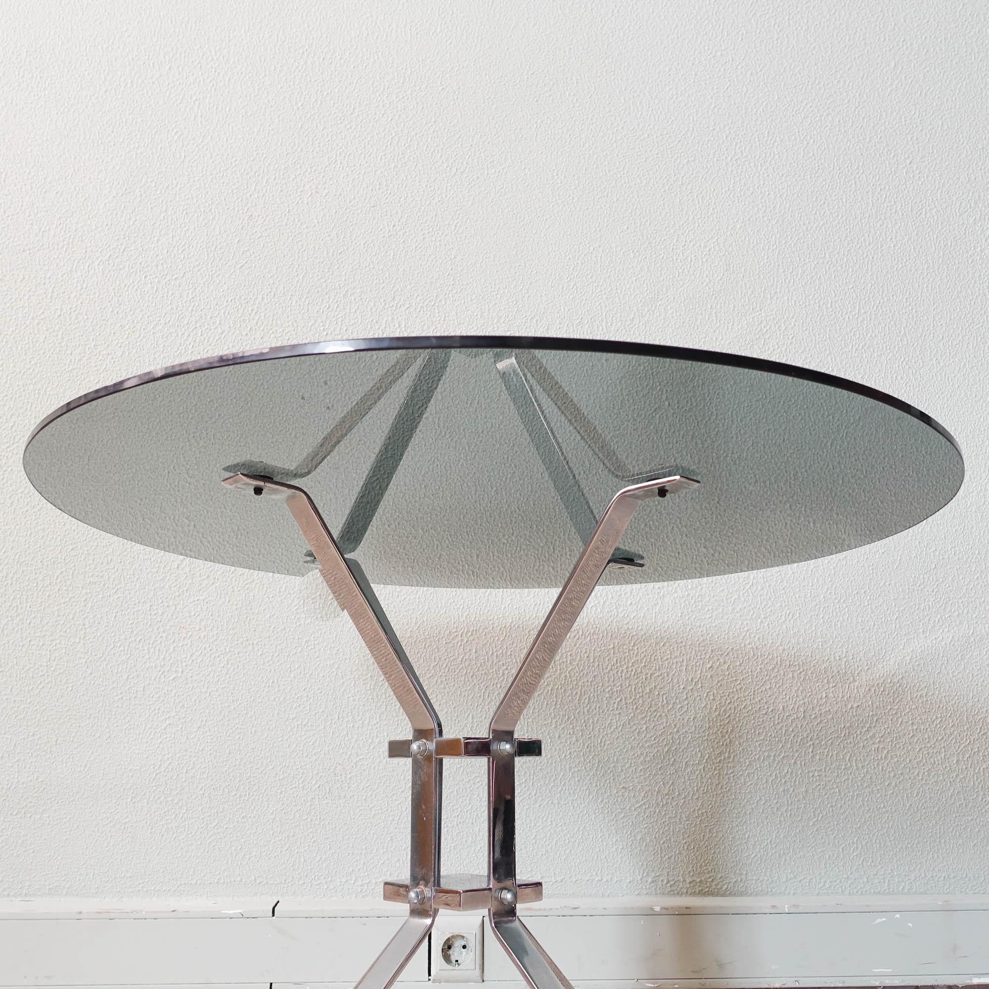 Late 20th Century Italian Chrome & Glass Coffee Table, 1970s For Sale