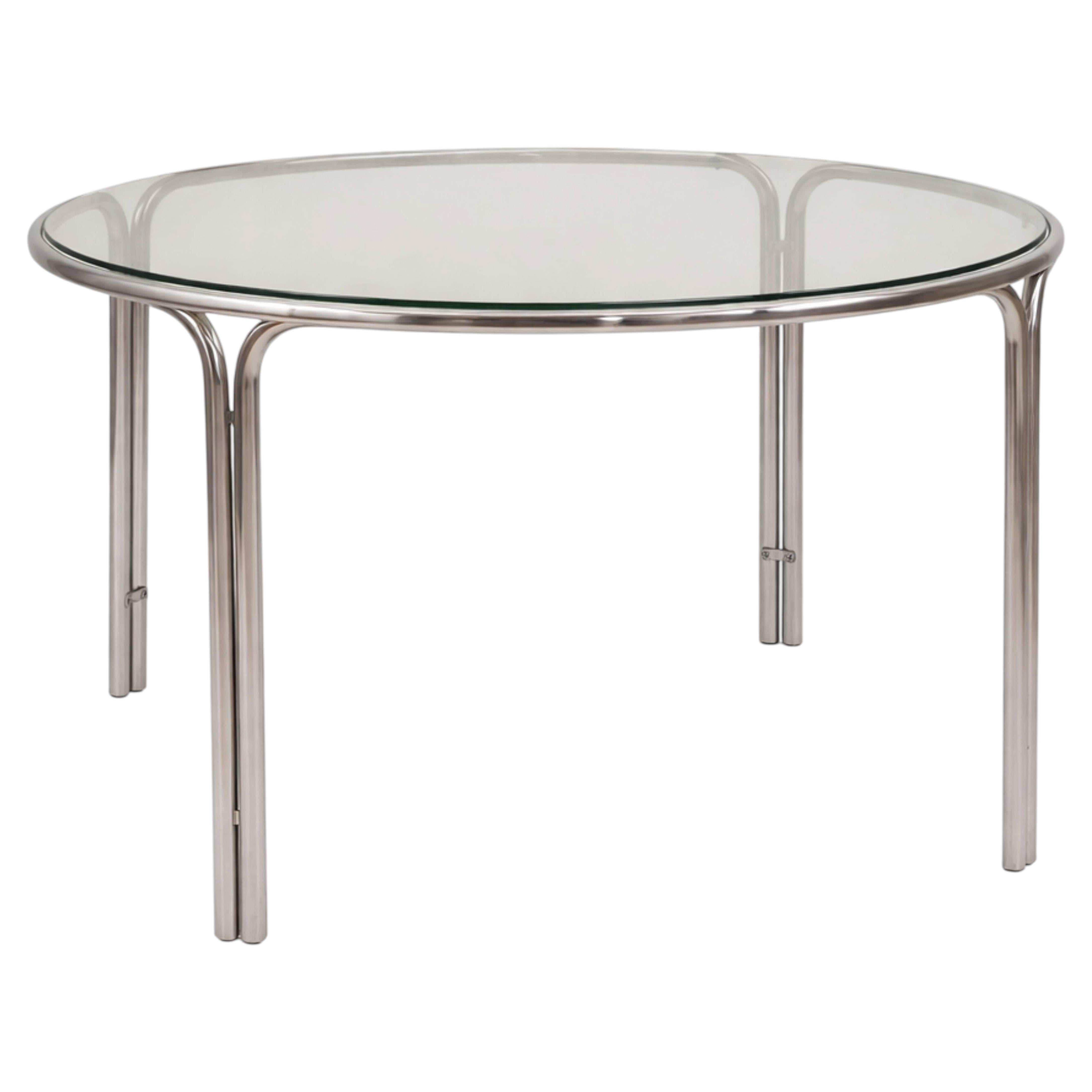 Italian Chrome & Glass Dining Table, 1970's