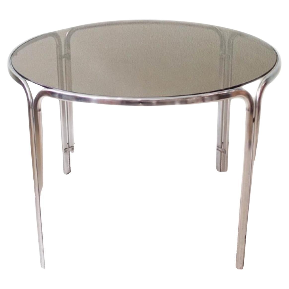 Italian Chrome 
Glass Dining Table, 1970
s