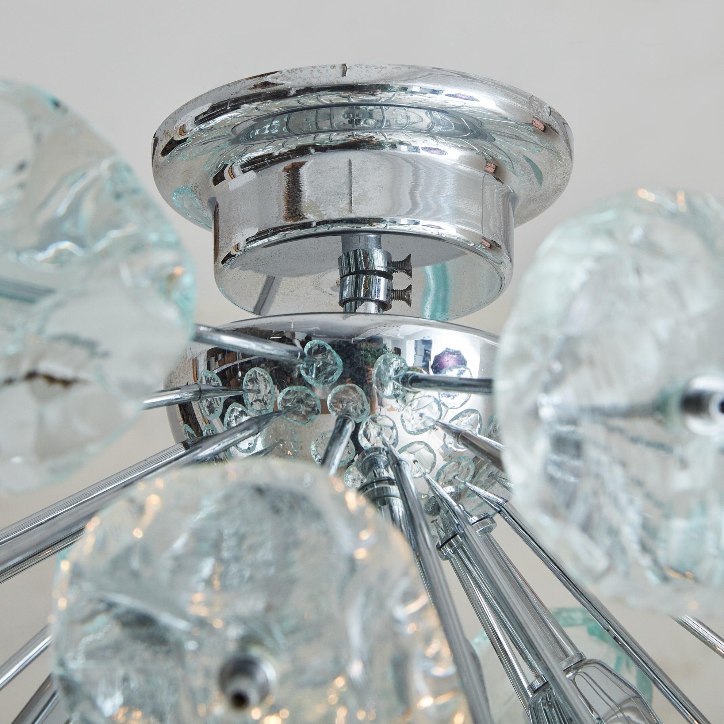 Monture encastrée italienne en chrome et verre attribuée à Max Ingrand Excellent état - En vente à Chicago, IL