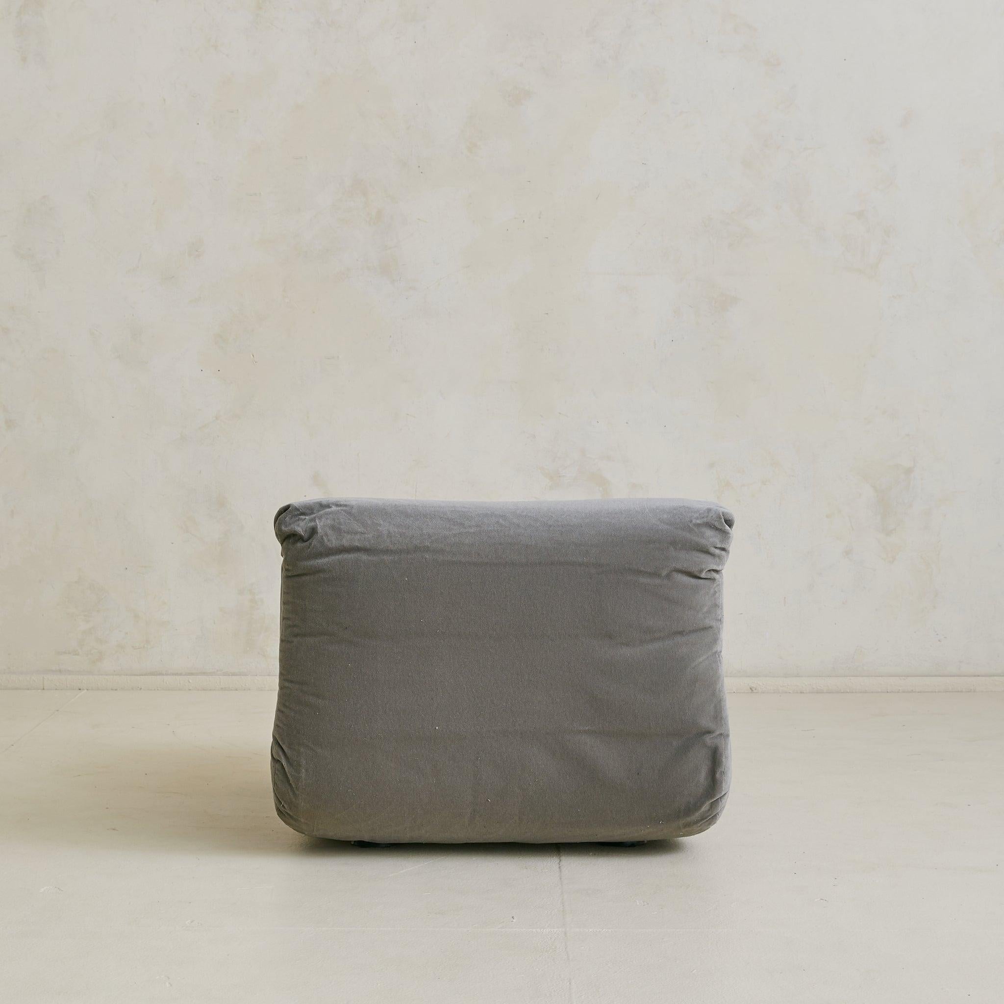 Italian Chrome + Gray Velvet Lounge Chair, 1970s - 2 Available Bon état - En vente à Chicago, IL