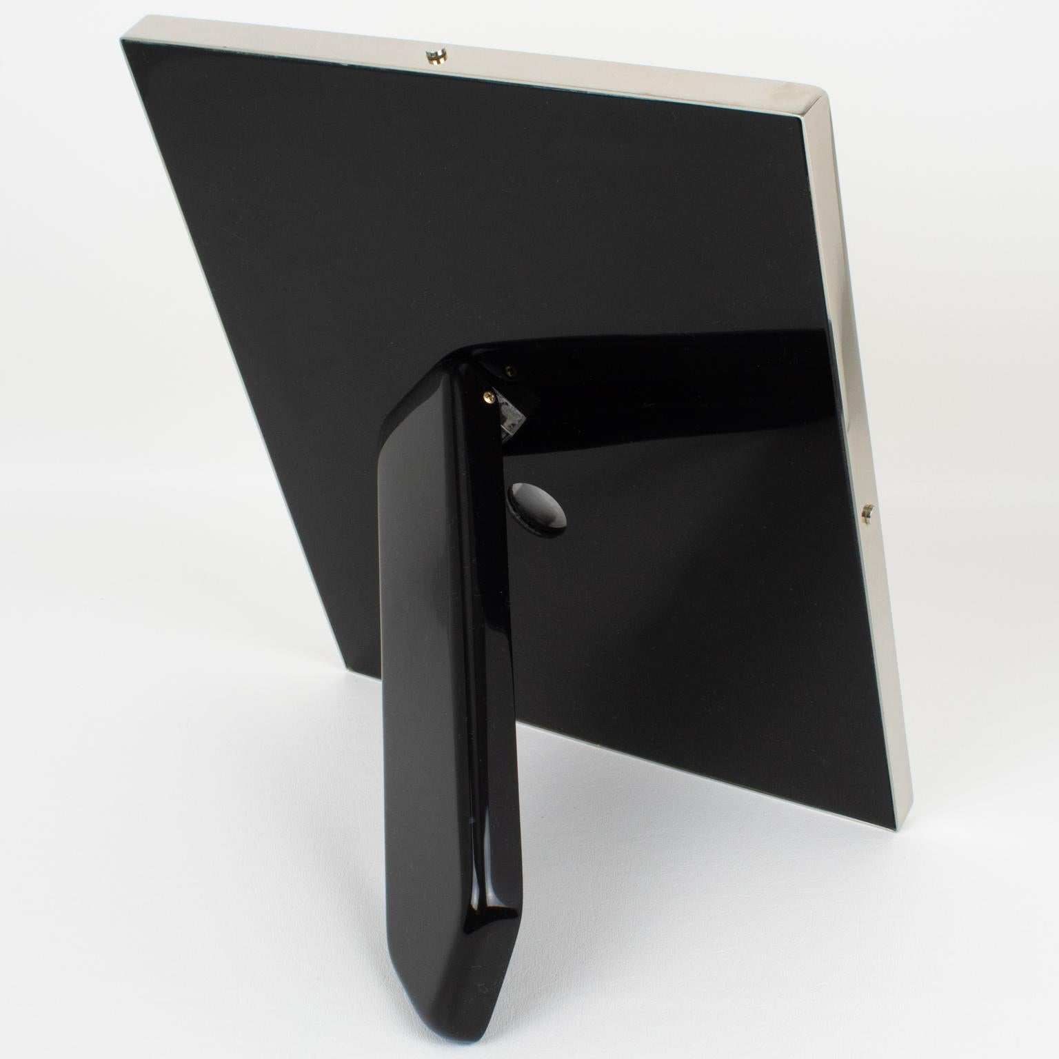 Chrome and Horn Inlaid Picture Frame, circa 1970 In Excellent Condition For Sale In Atlanta, GA