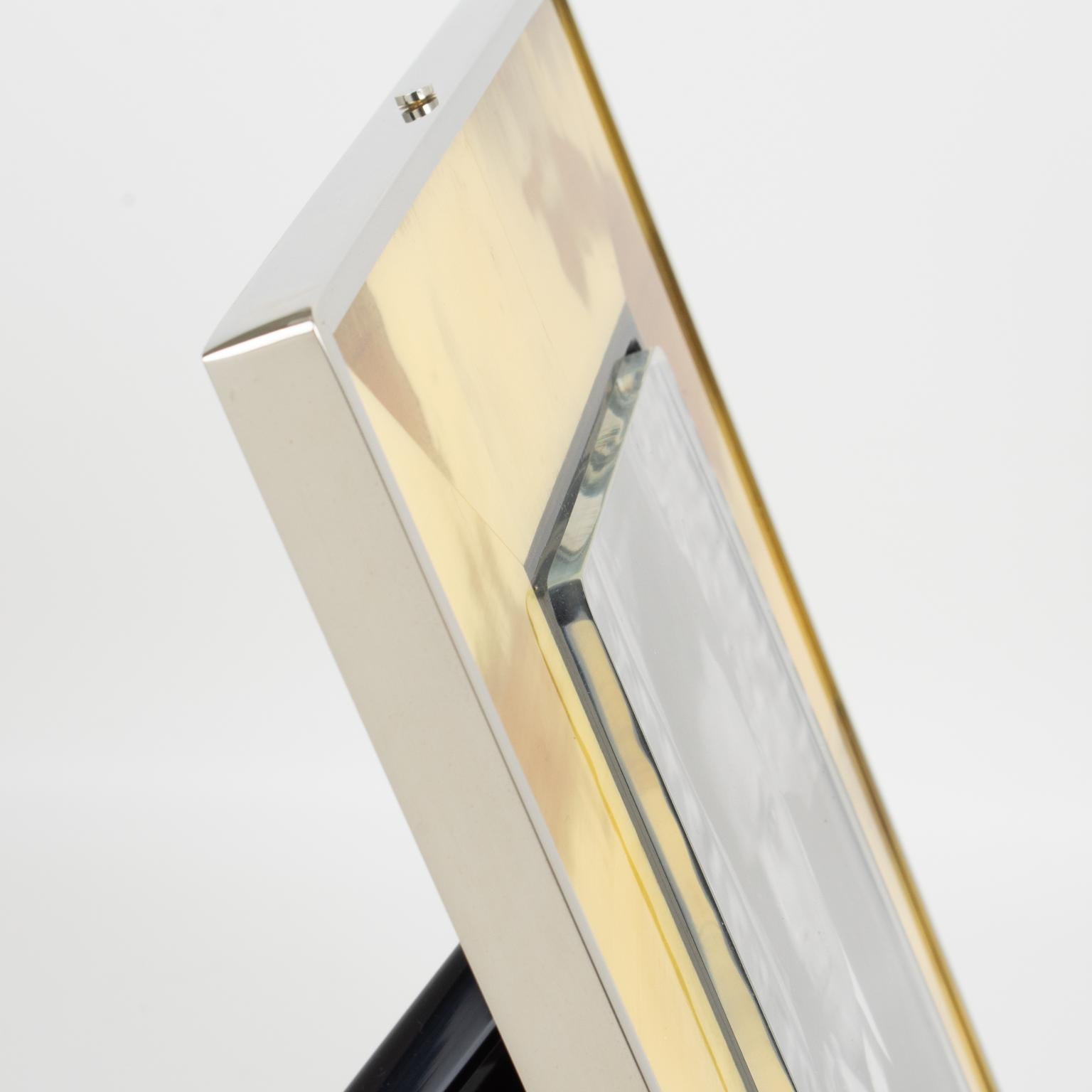 Late 20th Century Chrome and Horn Inlaid Picture Frame, circa 1970 For Sale