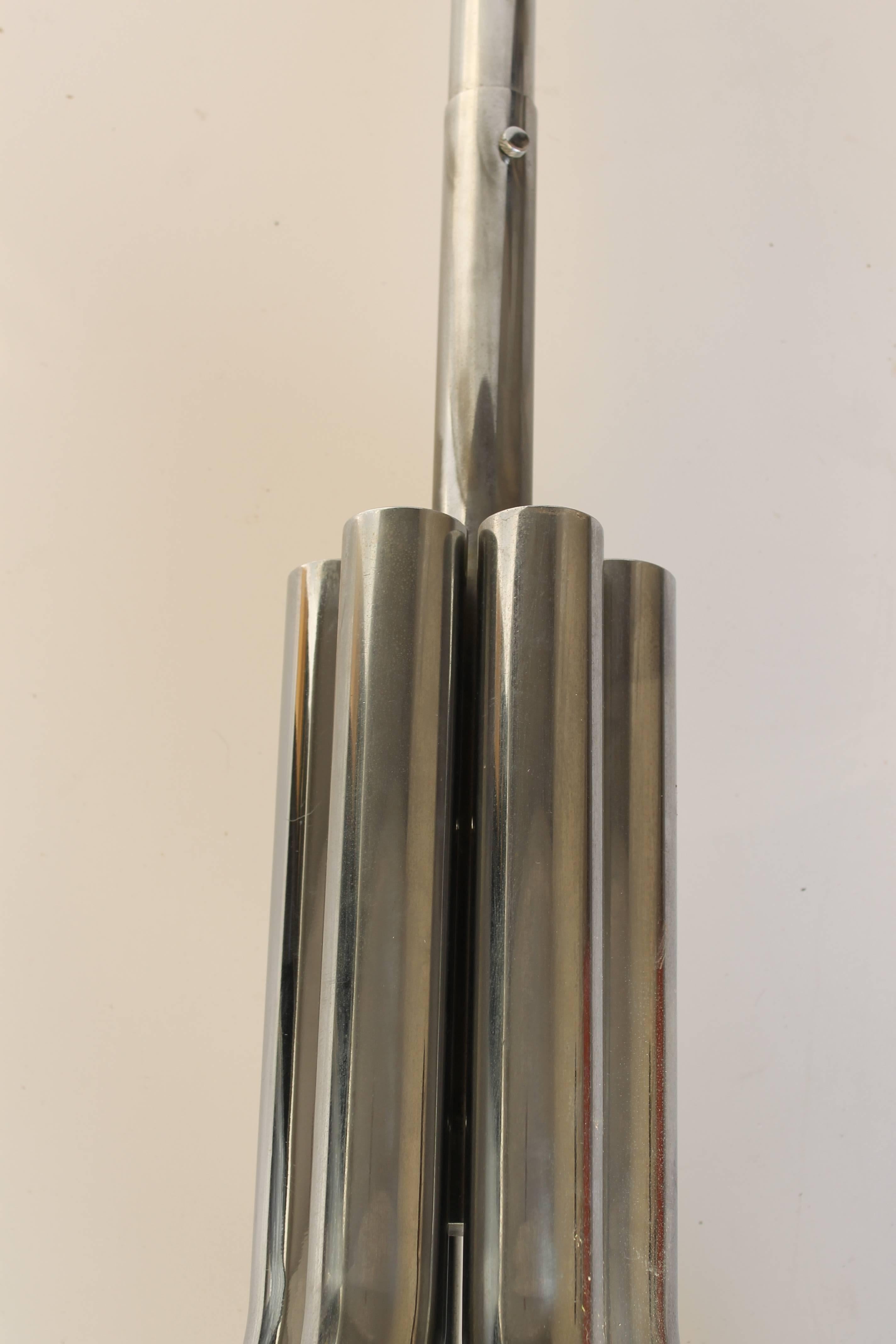 Italian Chrome Metal Mid-Century Pendant by Stilux Milano, 1968 For Sale 1