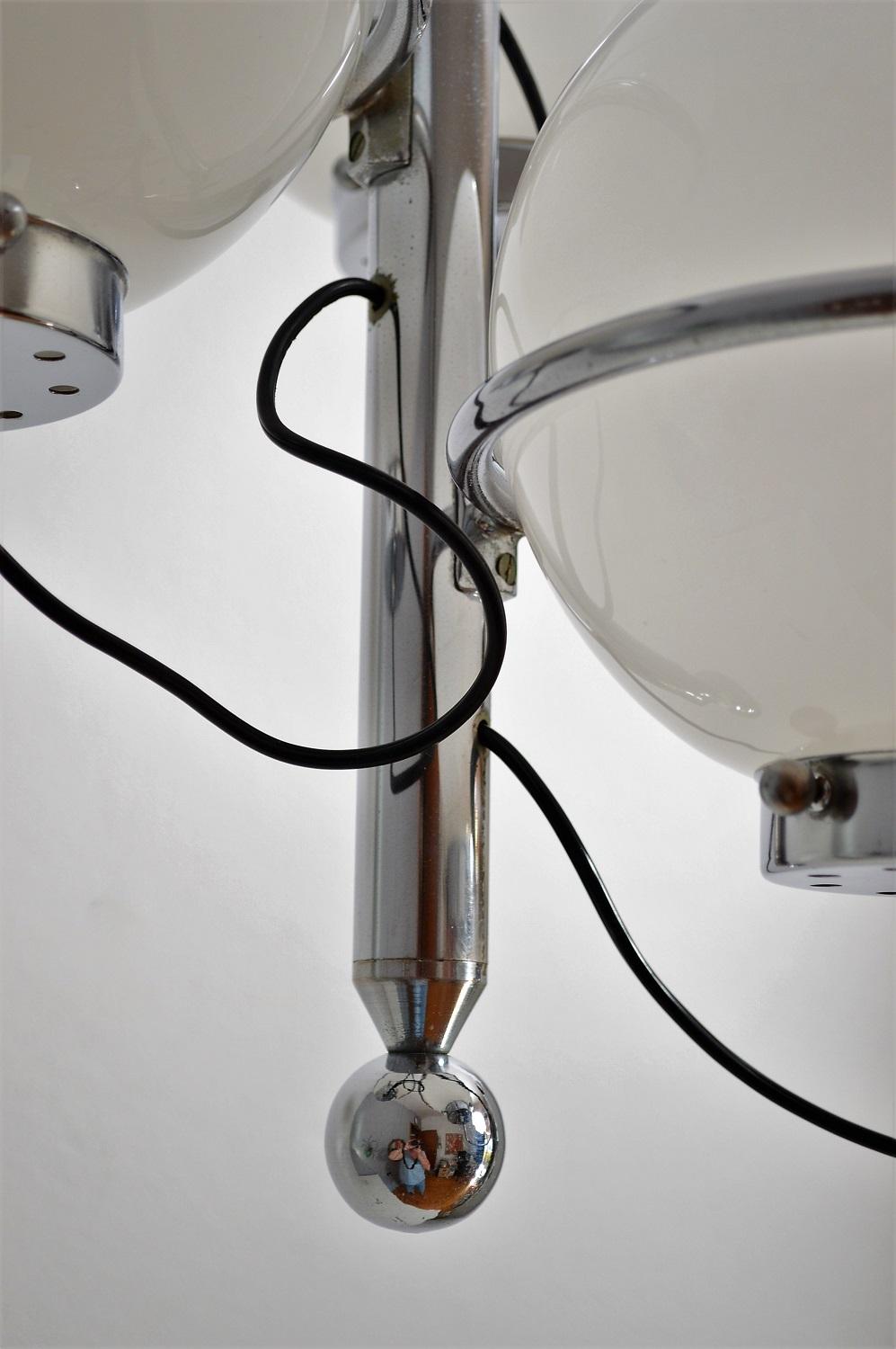 Italian Chrome Pendant with Murano Glass Globes, 1970s 1