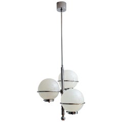 Italian Chrome Pendant with Murano Glass Globes, 1970s