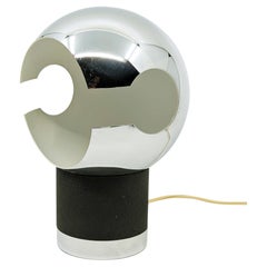 Italian chrome plated and black metal space age table/bedside table lamp