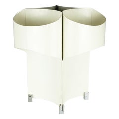 Italienische verchromte und weiß lackierte Metall 4-Leuchten Tischlampe 1960er Jahre