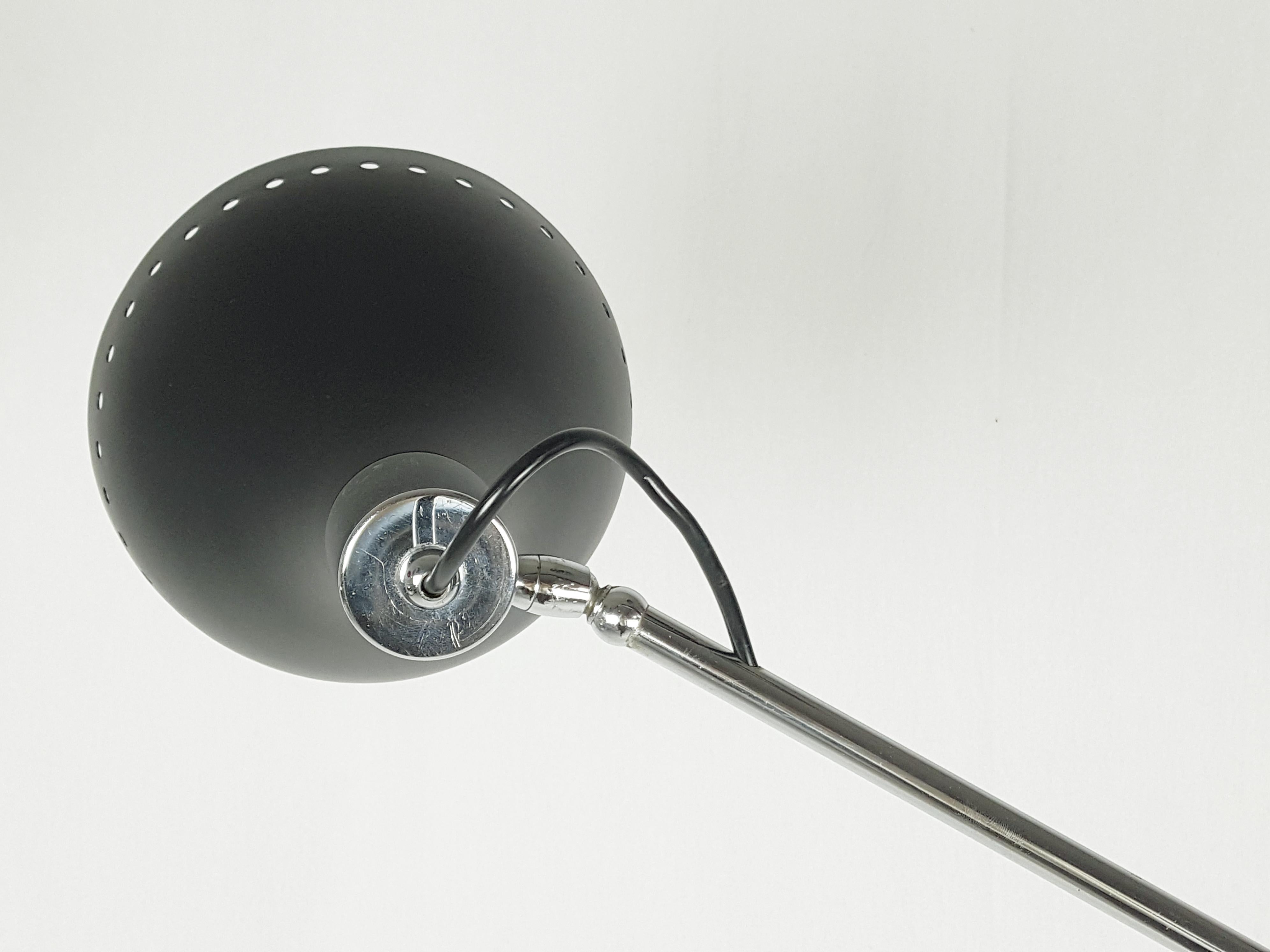Mid-Century Modern Italian Chrome Plated & Black Metal, Marble Mid-Century Floor Lamp  For Sale