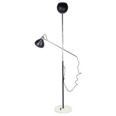 Lampadaire italien du milieu du siècle en métal chromé et noir, marbre