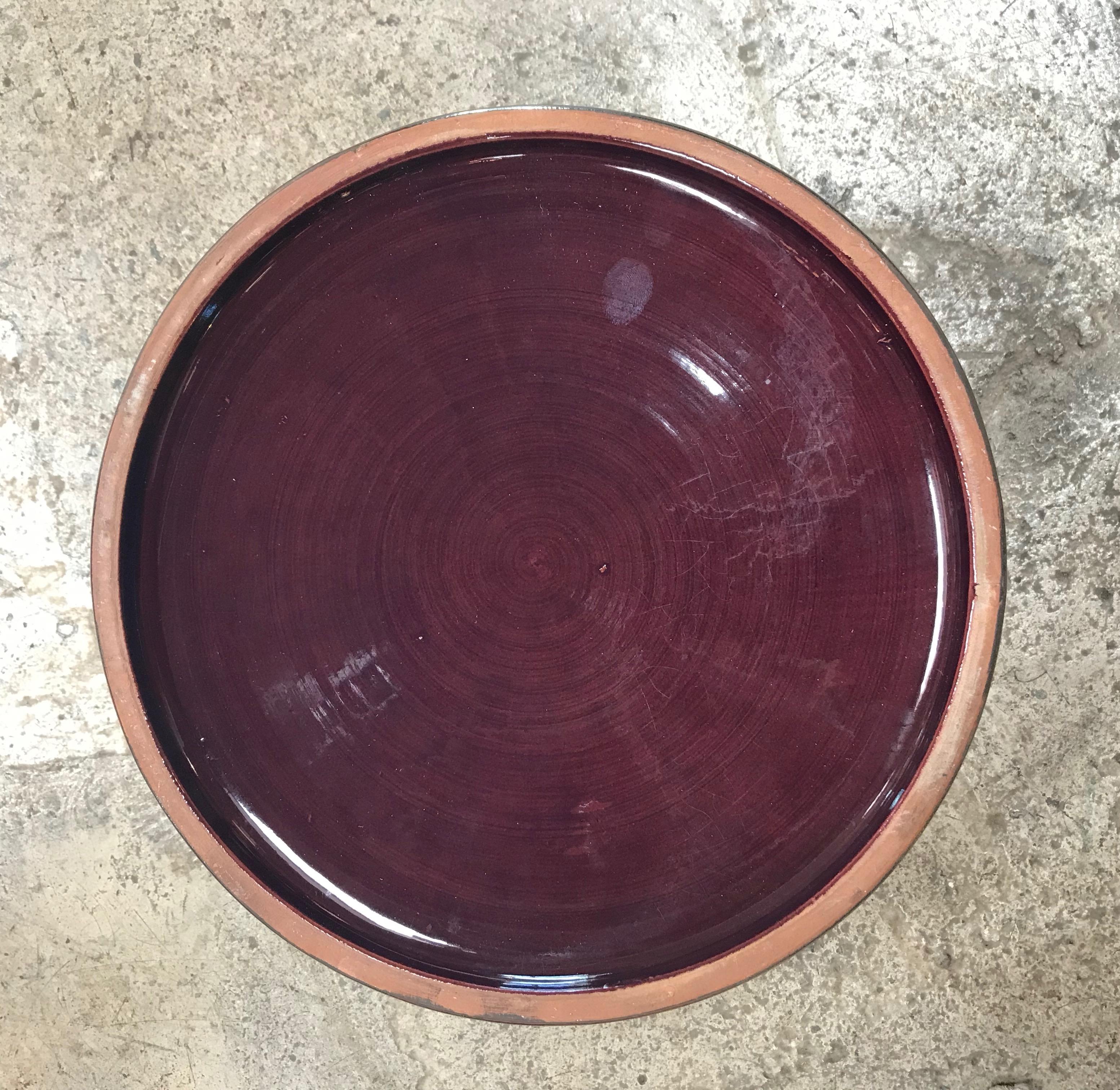 Italian Chrome/Red Handmade Ceramic Round Ashtray, 1970s In Good Condition In Los Angeles, CA