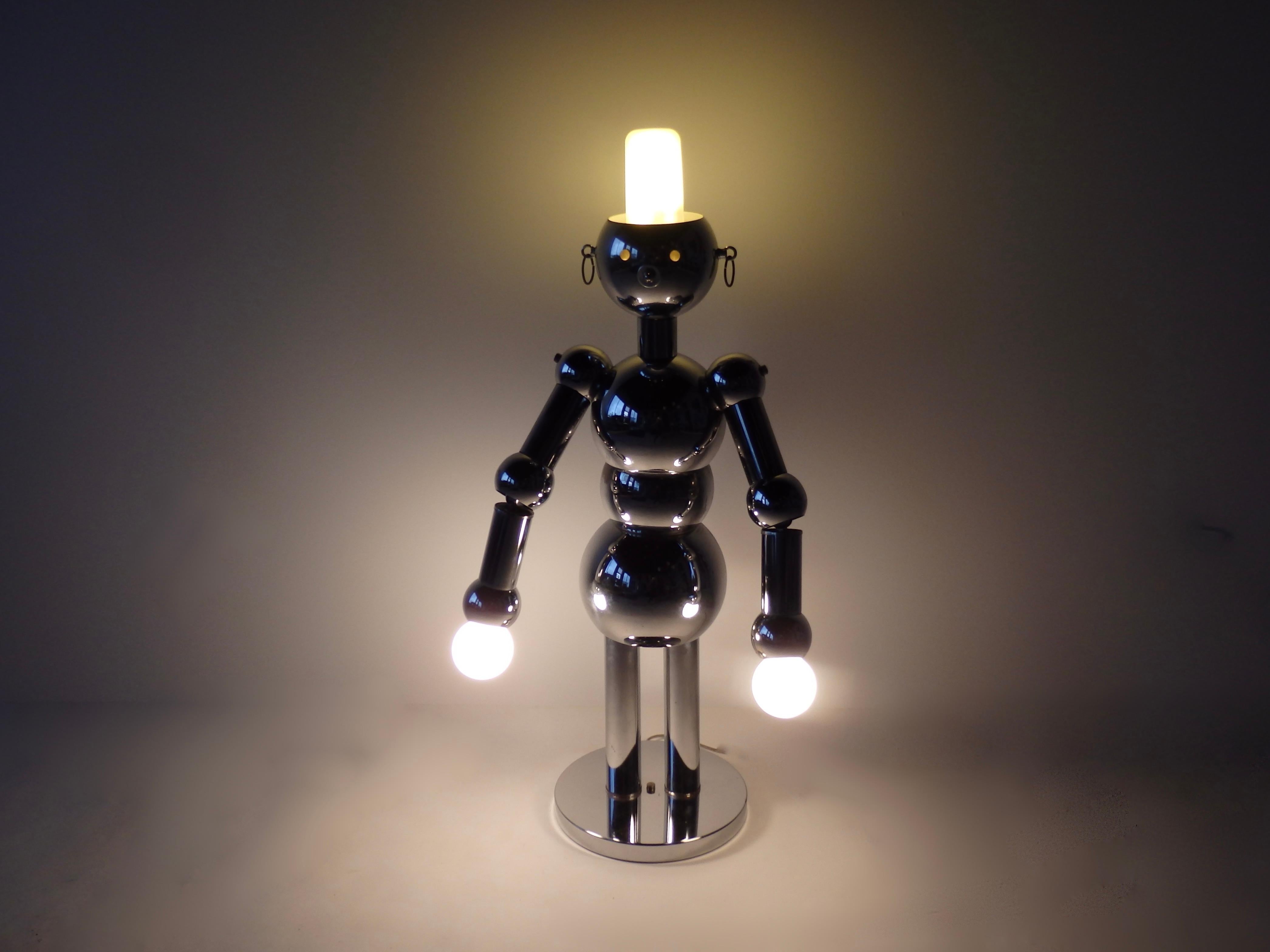 Italian Chrome Robot Lamp by Torino 8