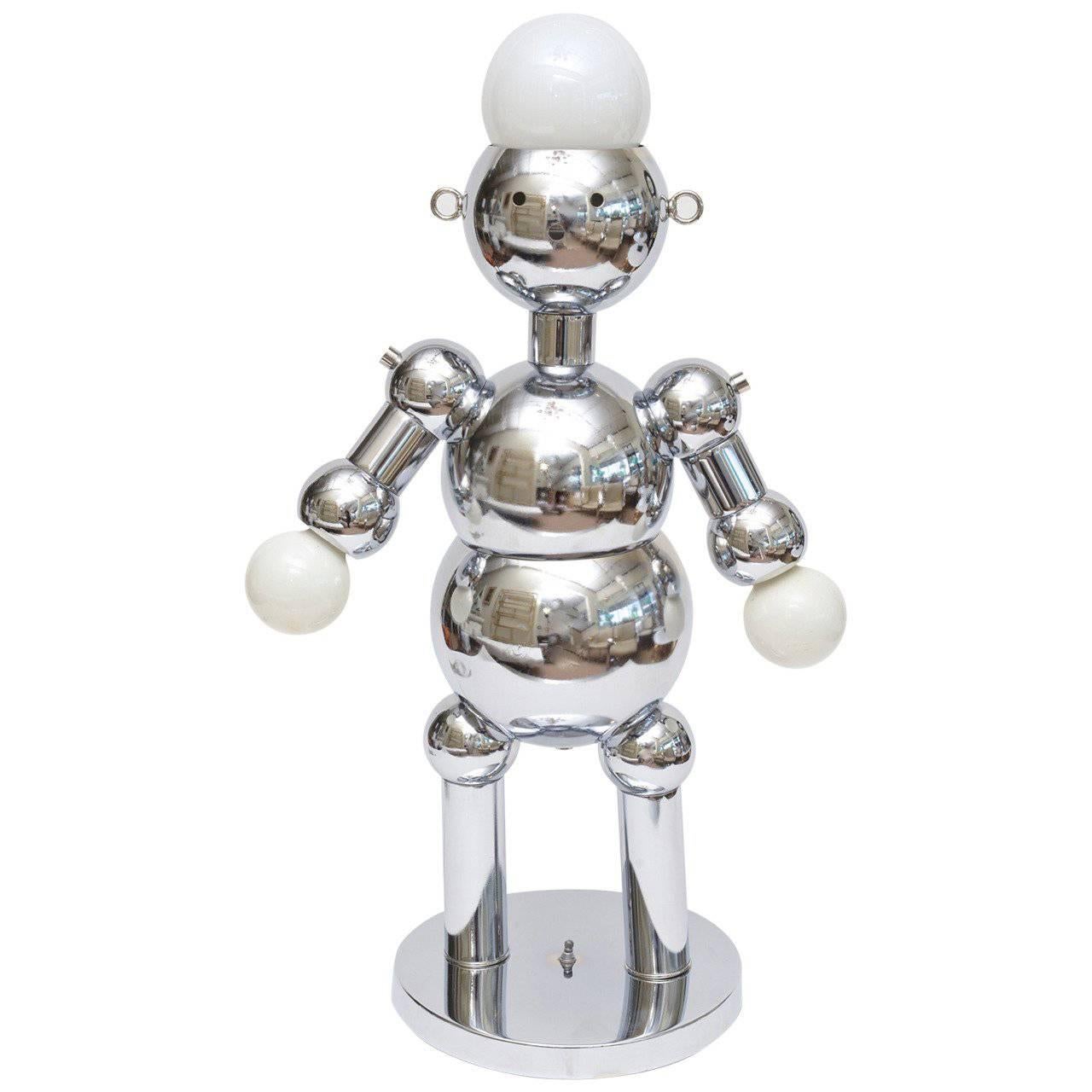 Italian Chrome Sculptural Robot Lamp/ FINALE SALE