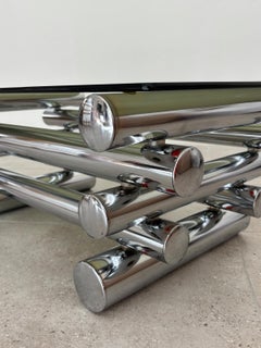 Italian Chrome & Smoked Glass Coffee Table, 1970s