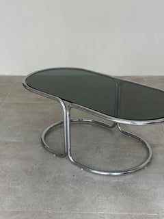 Italian Chrome & Smoked Glass Coffee Table, 1970s