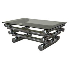 Italian Chrome & Smoked Glass Coffee Table, 1970s