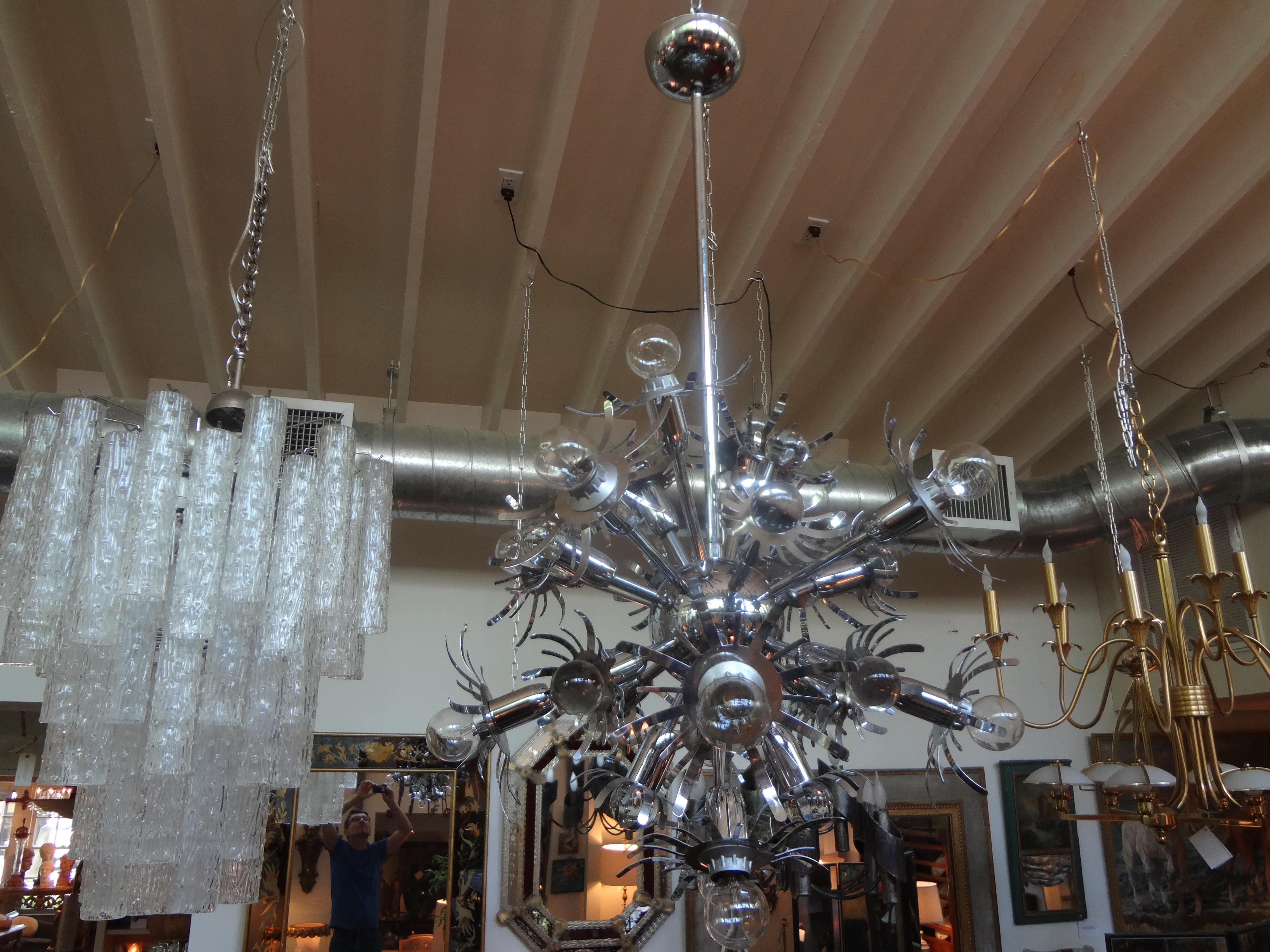 Italian Chrome Sputnik Chandelier in the Style of Gaetano Sciolari For Sale 6