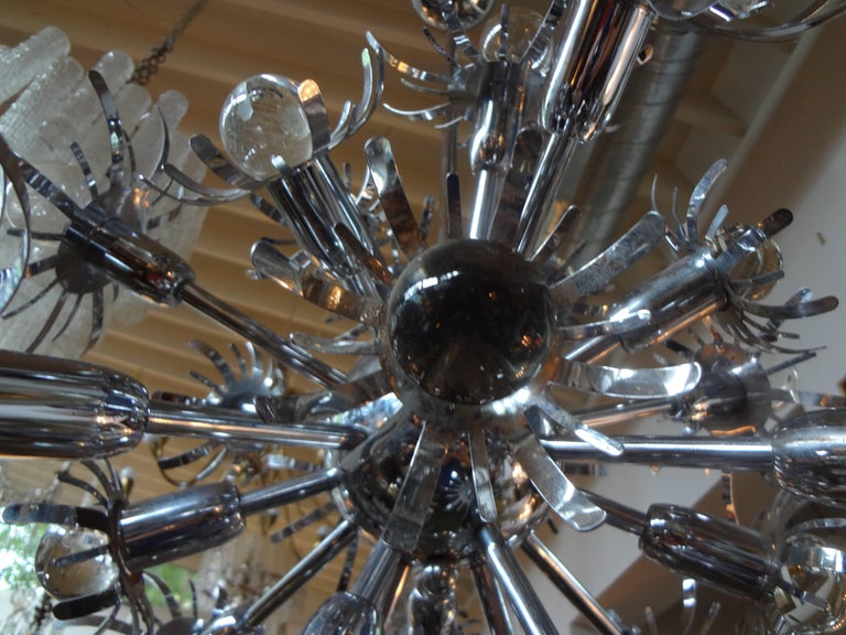Glass Italian Chrome Sputnik Chandelier in the Style of Gaetano Sciolari For Sale