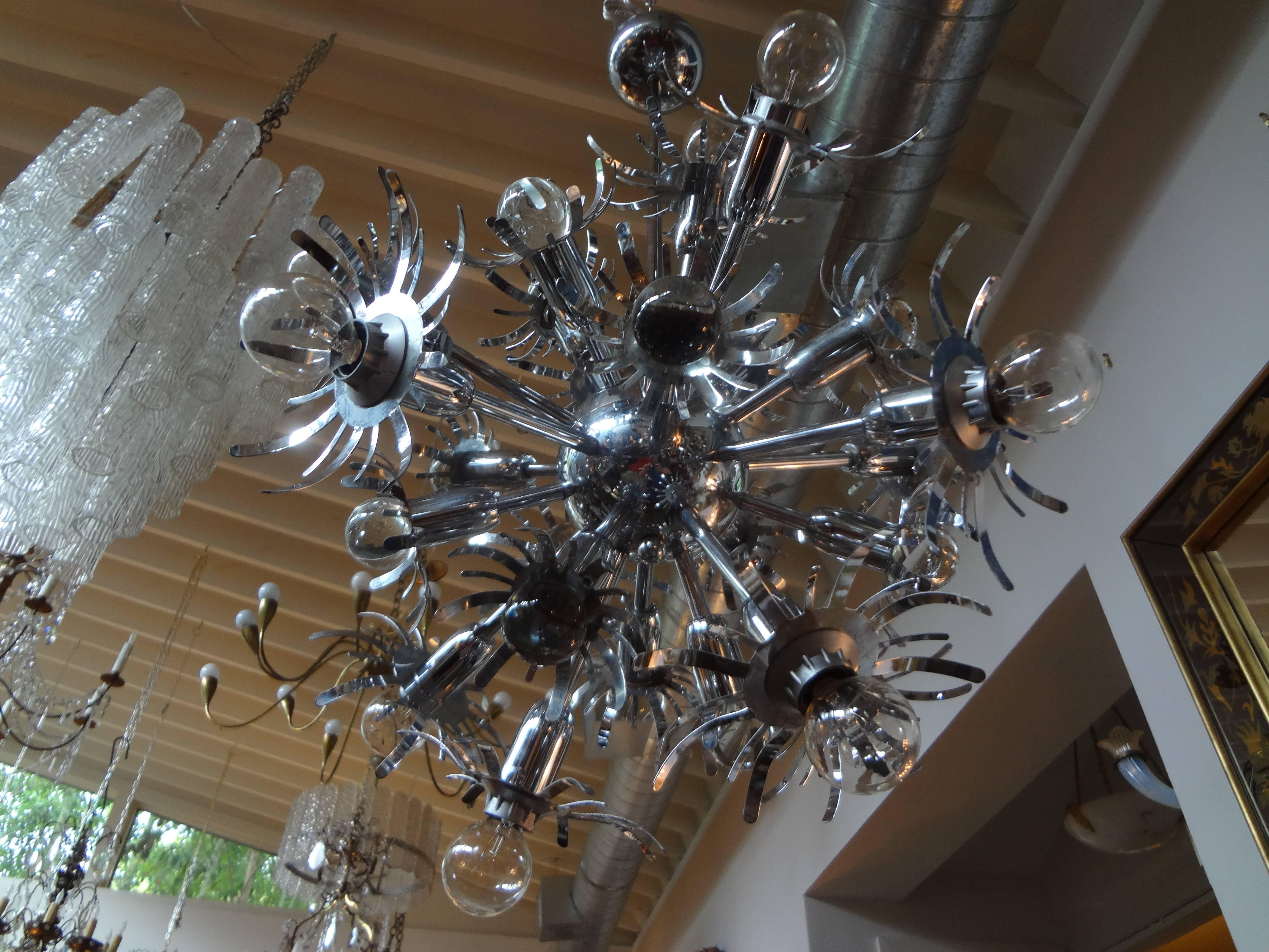 Italian Chrome Sputnik Chandelier in the Style of Gaetano Sciolari For Sale 2