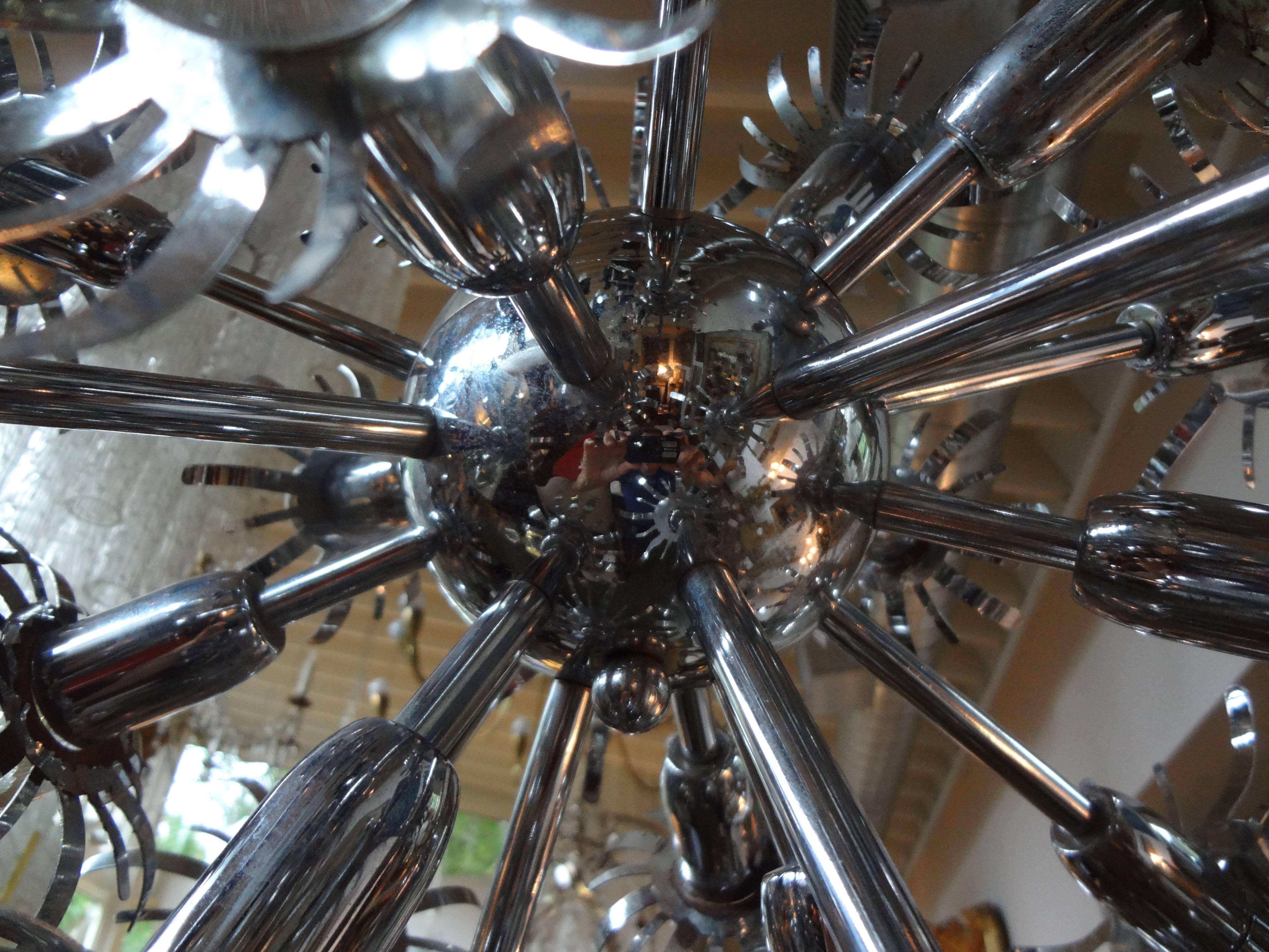 Italian Chrome Sputnik Chandelier in the Style of Gaetano Sciolari For Sale 3