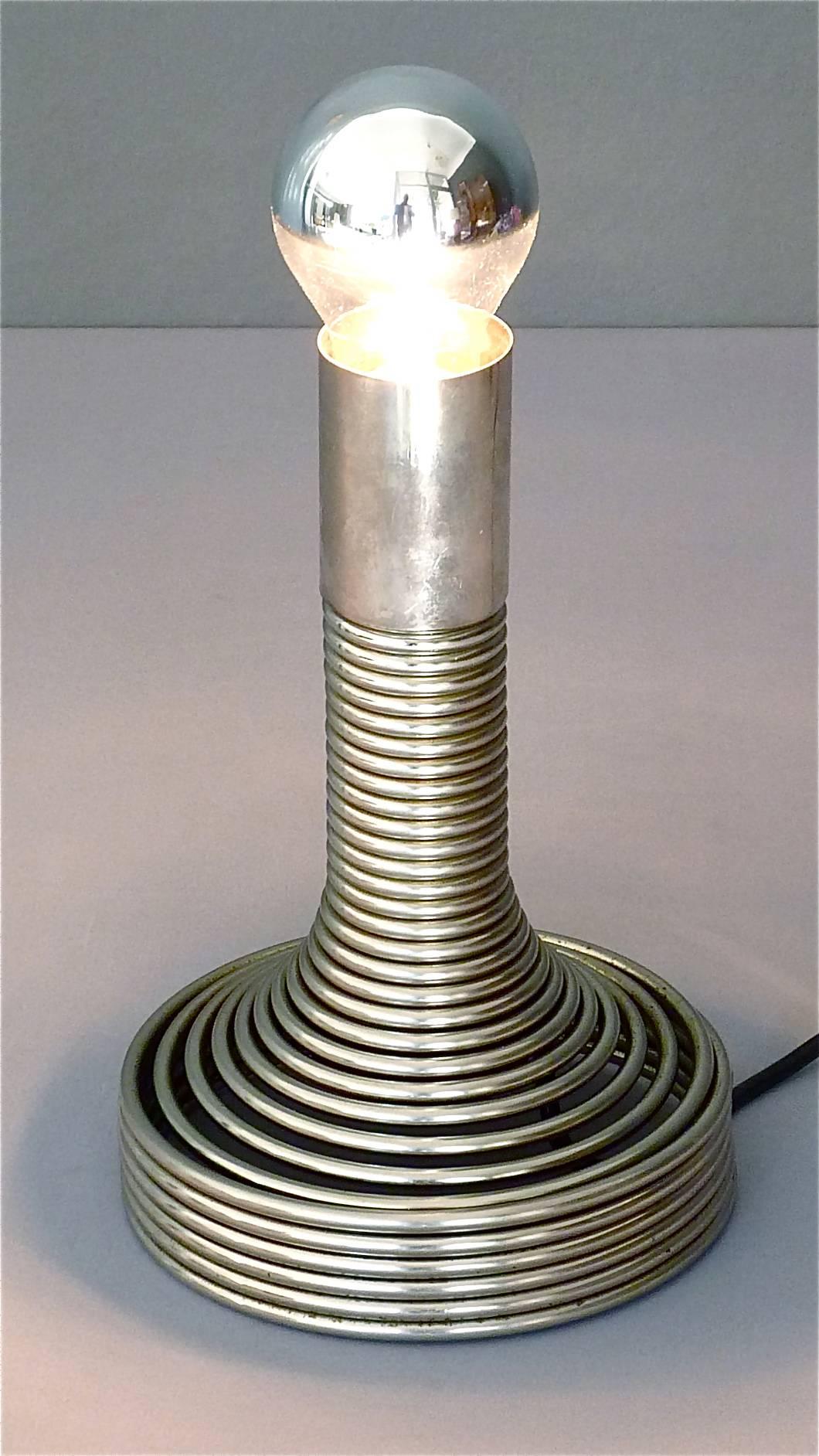 Lampe de bureau italienne Angelo Mangiarotti pour bougie, spirale en acier chromé, années 1970 en vente 4