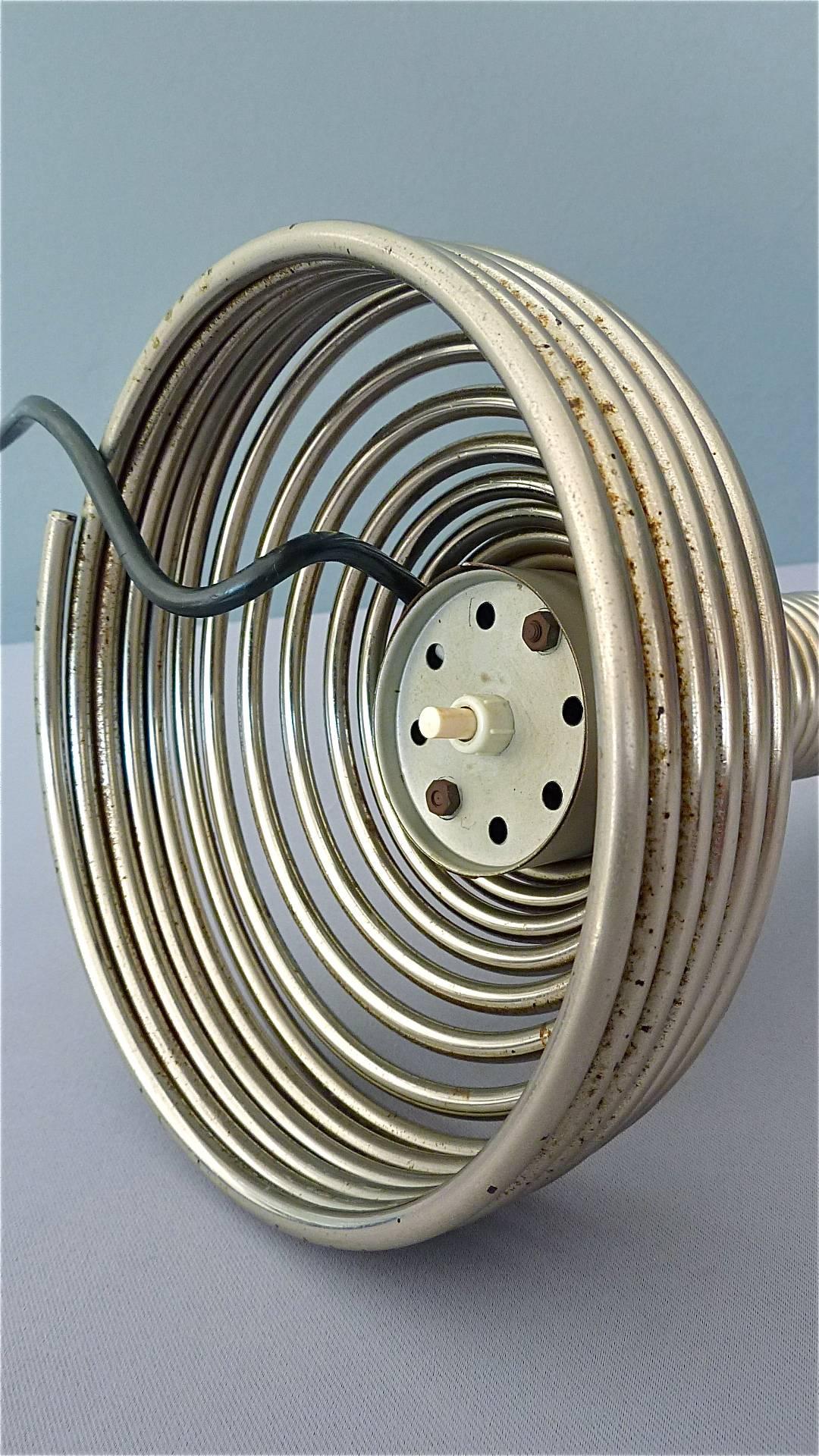 Lampe de bureau italienne Angelo Mangiarotti pour bougie, spirale en acier chromé, années 1970 en vente 2