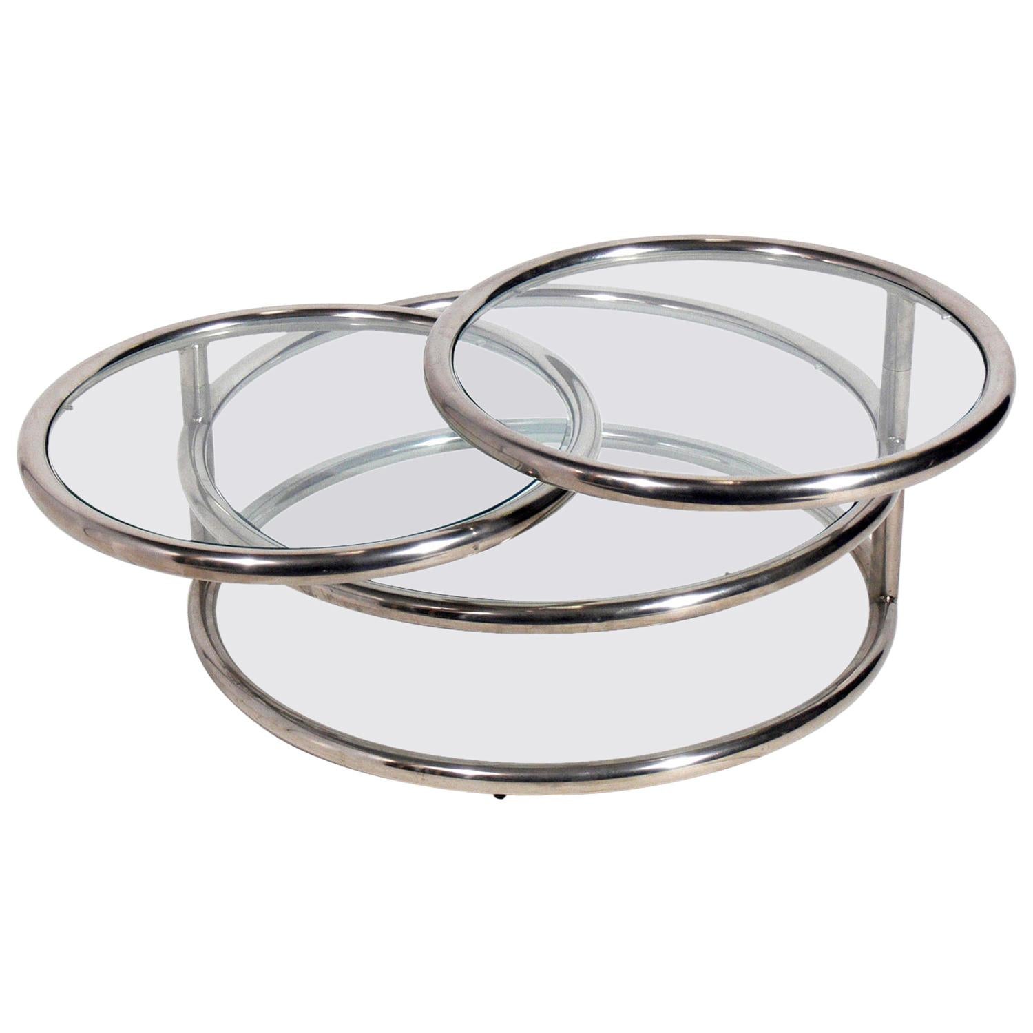 Italian Chrome Swivel Coffee Table