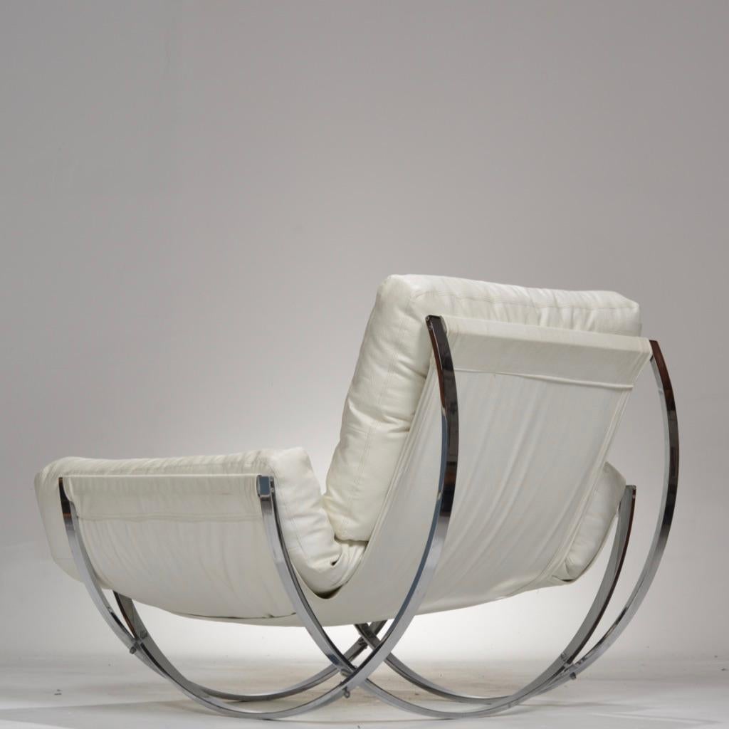 Chaise longue et ottoman en chrome italien de Stendig Bon état - En vente à Los Angeles, CA