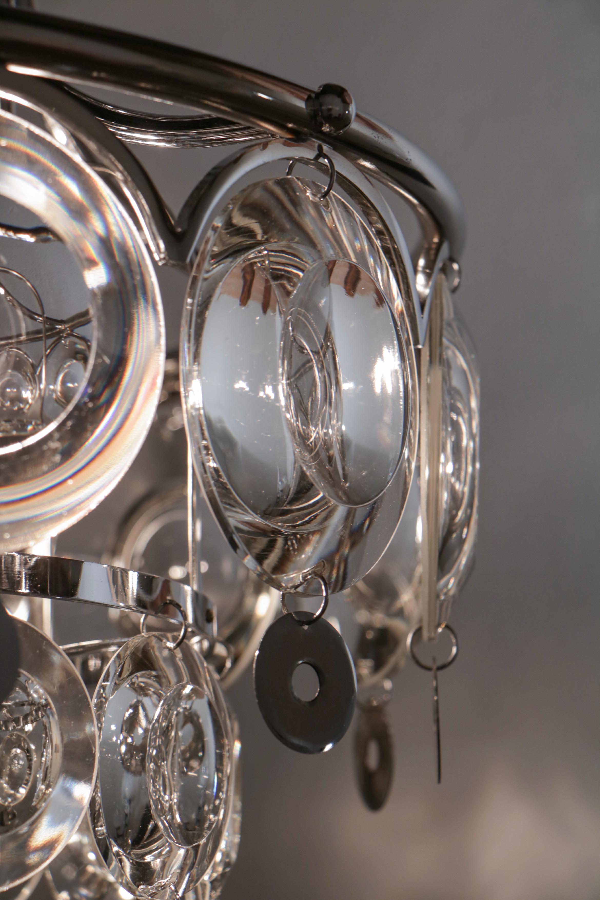 Italian Chromed Chandelier Attributed to Oscar Torlasco, 1970s For Sale 8